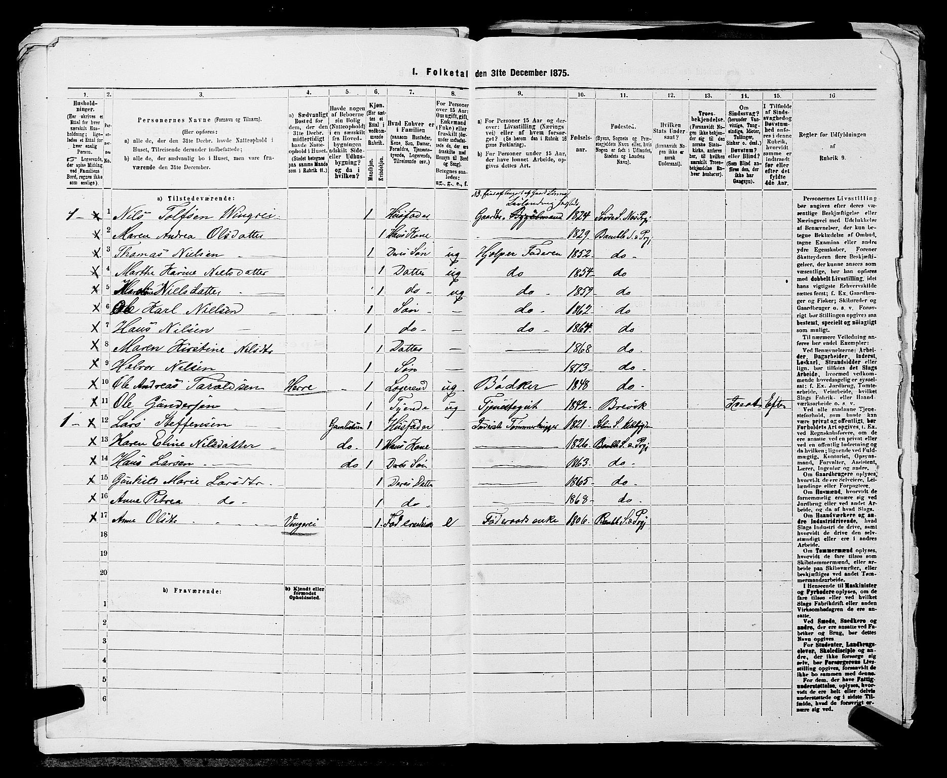 SAKO, 1875 census for 0814L Bamble/Bamble, 1875, p. 942