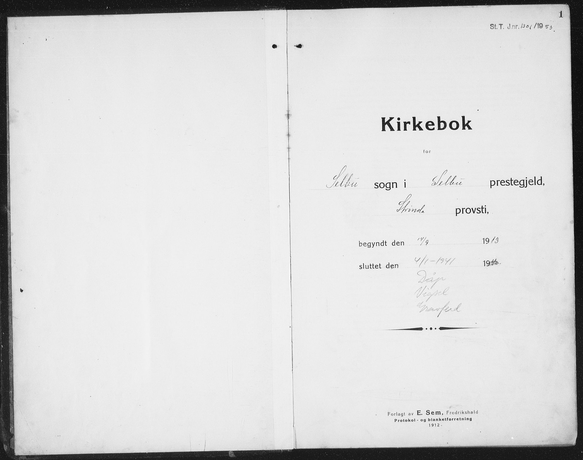 Ministerialprotokoller, klokkerbøker og fødselsregistre - Sør-Trøndelag, SAT/A-1456/695/L1158: Parish register (copy) no. 695C09, 1913-1940, p. 1