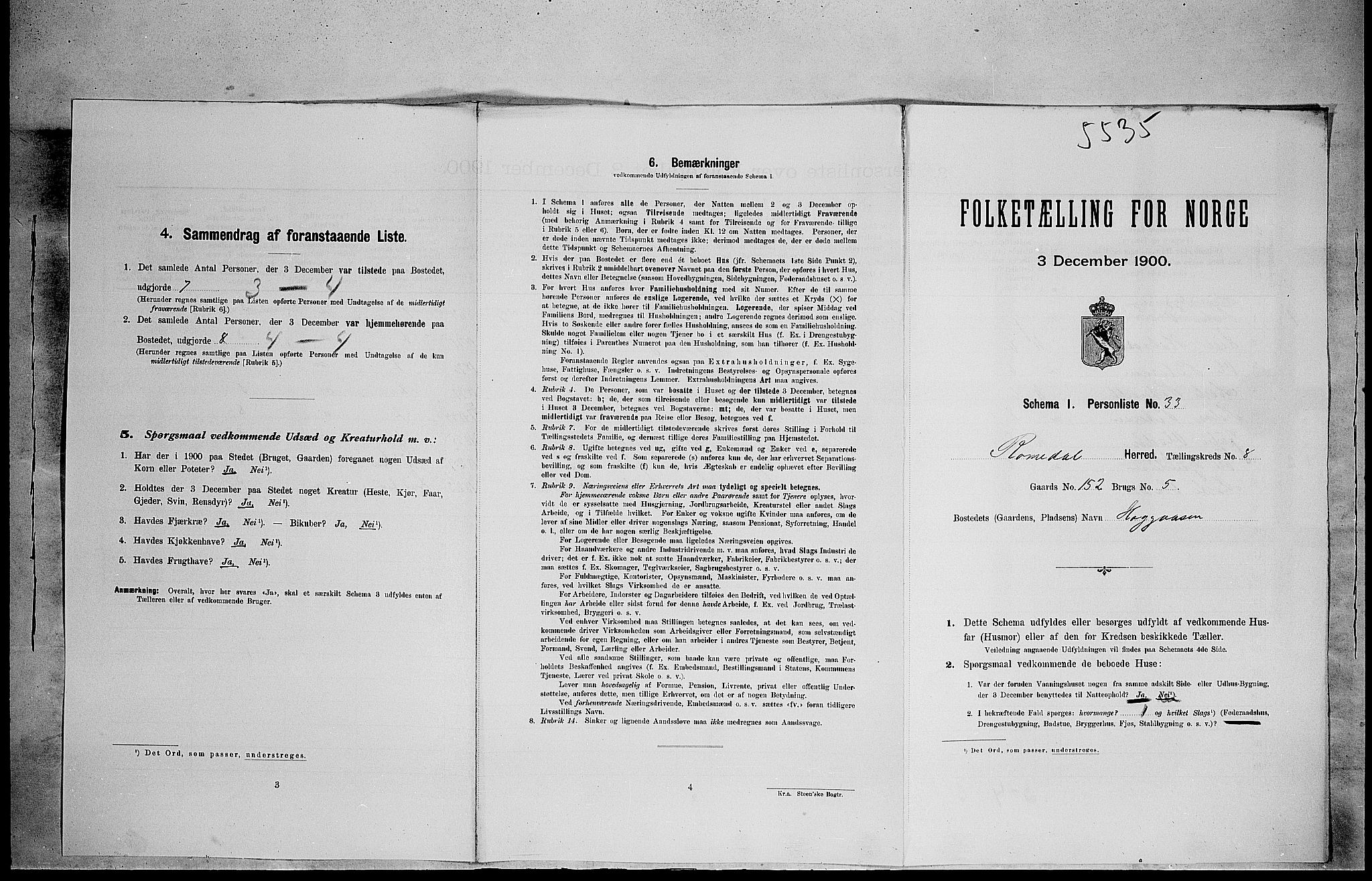 SAH, 1900 census for Romedal, 1900, p. 1308