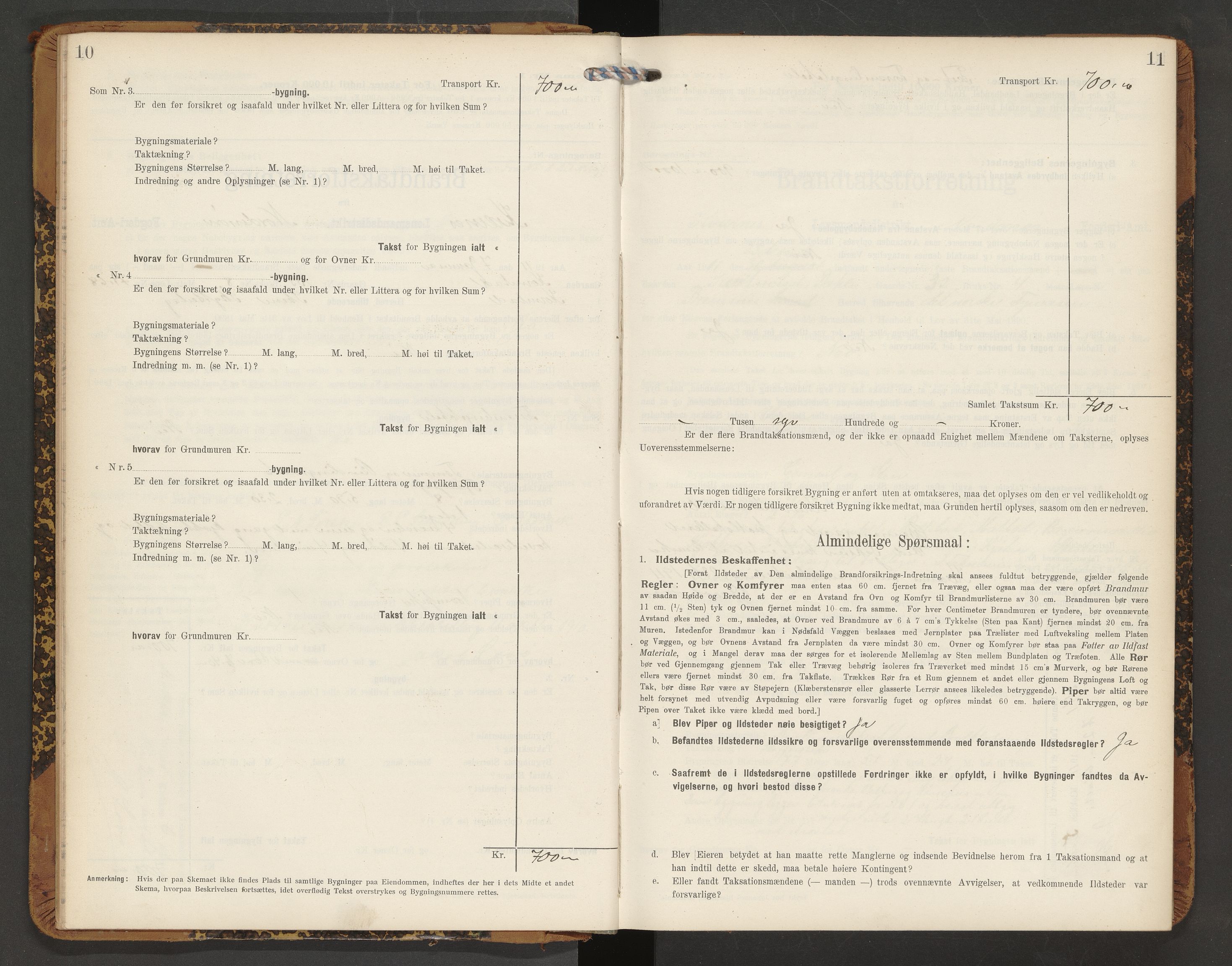 Norges Brannkasse Averøy og Frei, AV/SAT-A-5505/Fb/L0003: Branntakstprotokoll, 1910-1926, p. 10-11