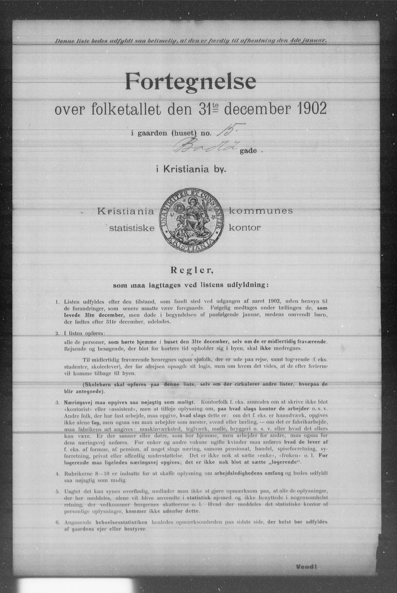 OBA, Municipal Census 1902 for Kristiania, 1902, p. 1326