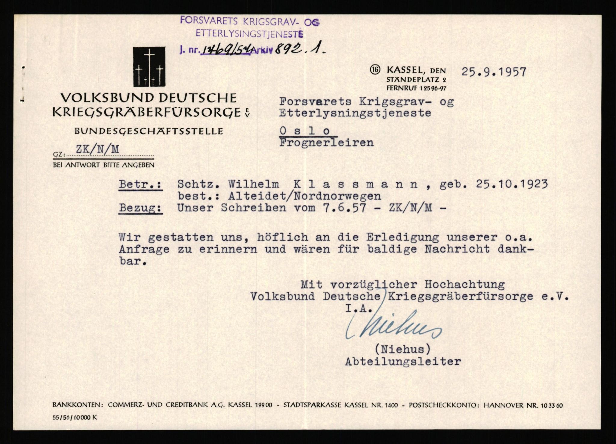 Krigsgravtjenesten, AV/RA-S-7020/D/Da/L0039: Tyske krigsgraver, 1945-1963, p. 119