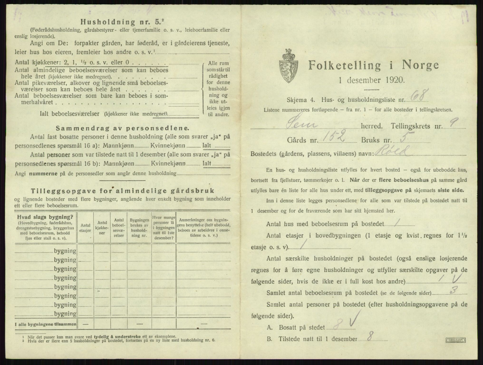 SAKO, 1920 census for Sem, 1920, p. 2090