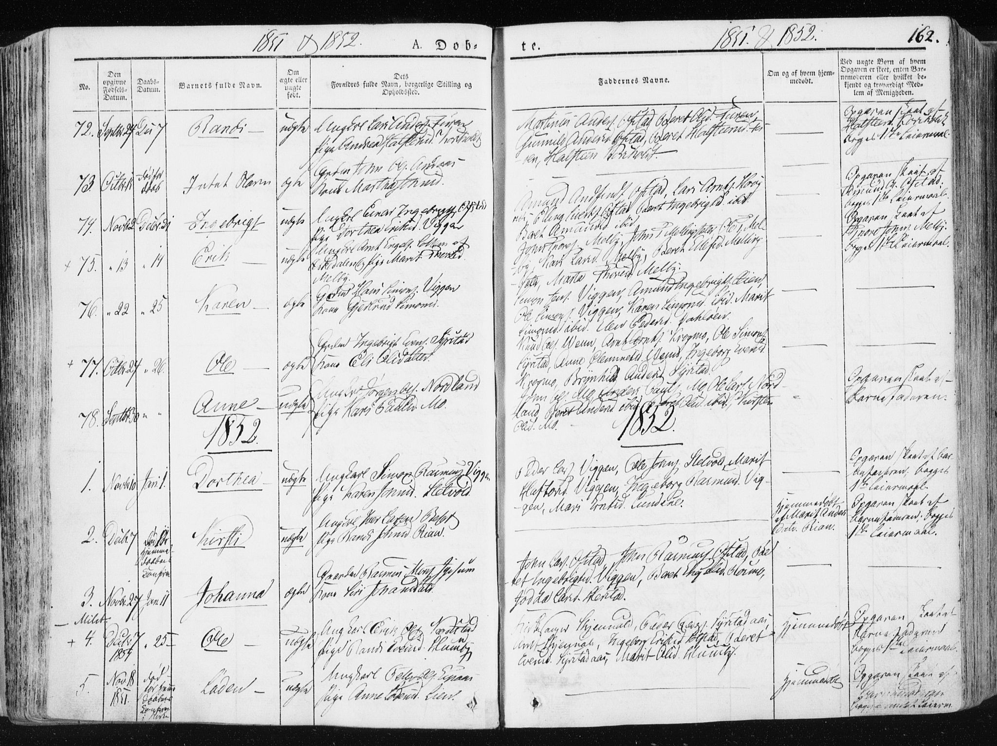Ministerialprotokoller, klokkerbøker og fødselsregistre - Sør-Trøndelag, SAT/A-1456/665/L0771: Parish register (official) no. 665A06, 1830-1856, p. 162