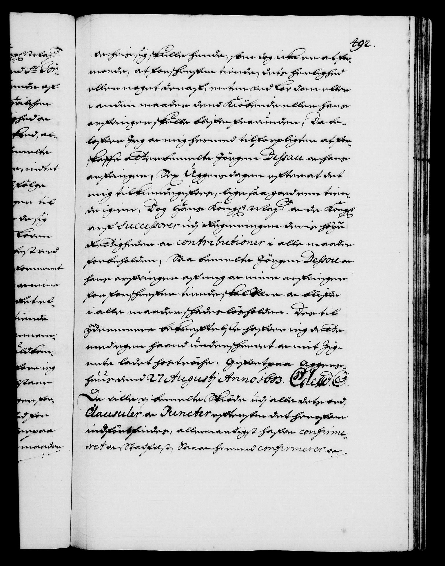 Danske Kanselli 1572-1799, RA/EA-3023/F/Fc/Fca/Fcaa/L0013: Norske registre (mikrofilm), 1681-1684, p. 492a