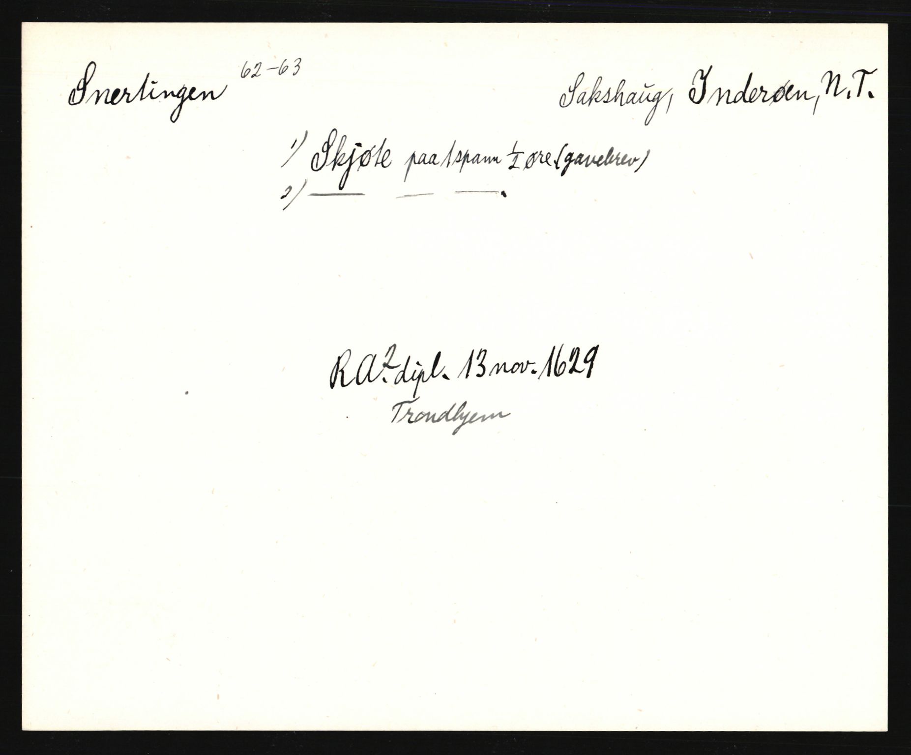 Riksarkivets diplomsamling, AV/RA-EA-5965/F35/F35e/L0033: Registreringssedler Nord-Trøndelag, 1400-1700, p. 101