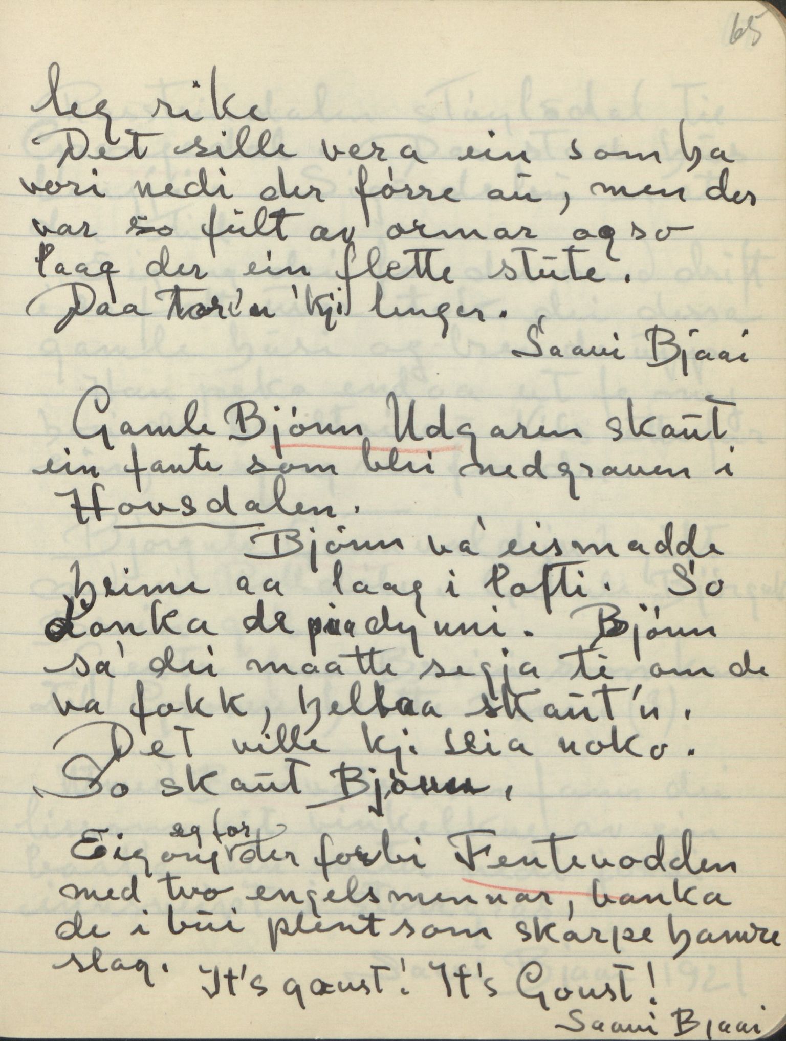 Rikard Berge, TEMU/TGM-A-1003/F/L0018/0024: 600-656 / 623 Gamalt fraa Vinje,  Øyst. Vesaas IX, 1918-1934, p. 65