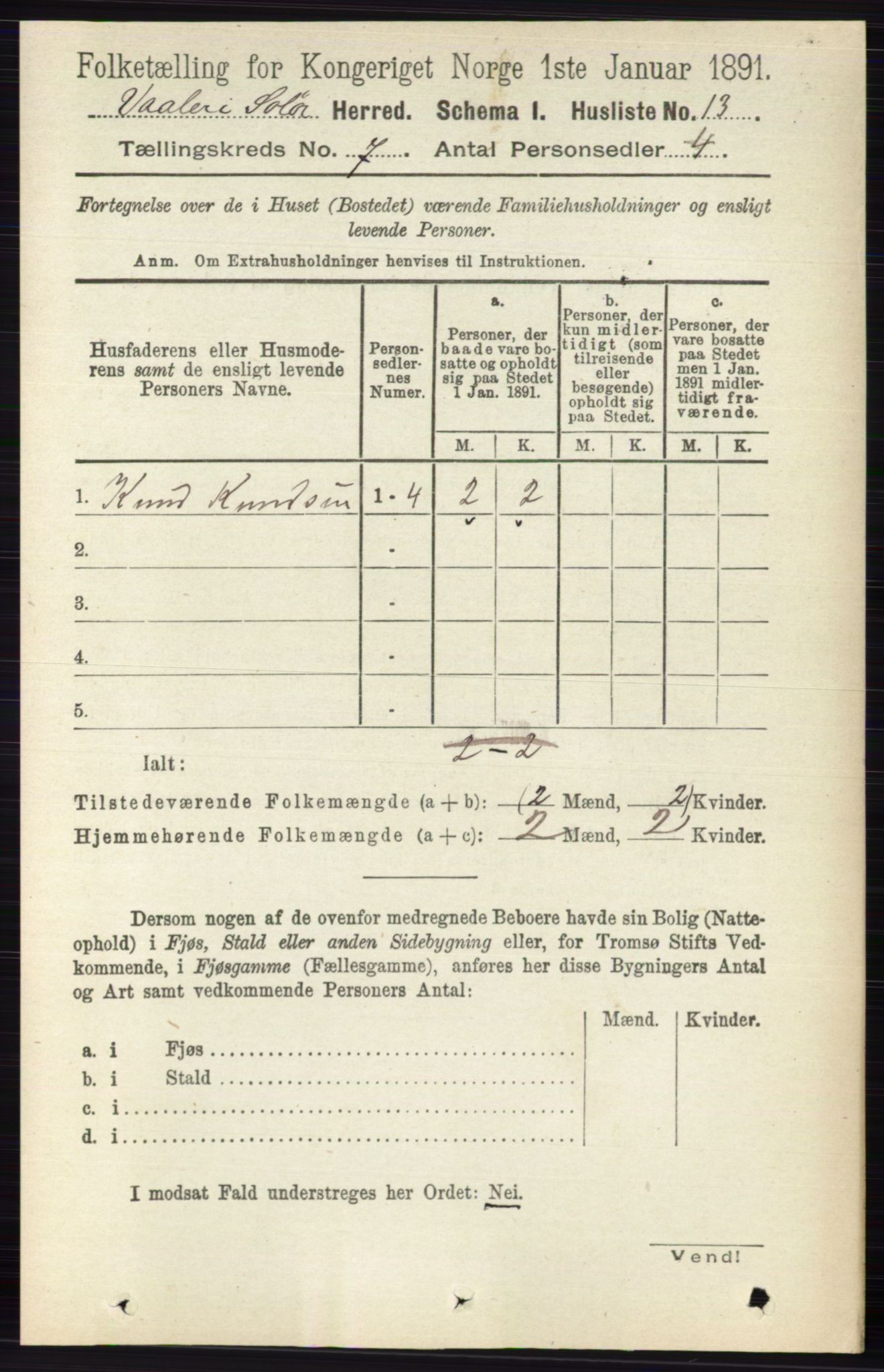 RA, 1891 census for 0426 Våler, 1891, p. 2881