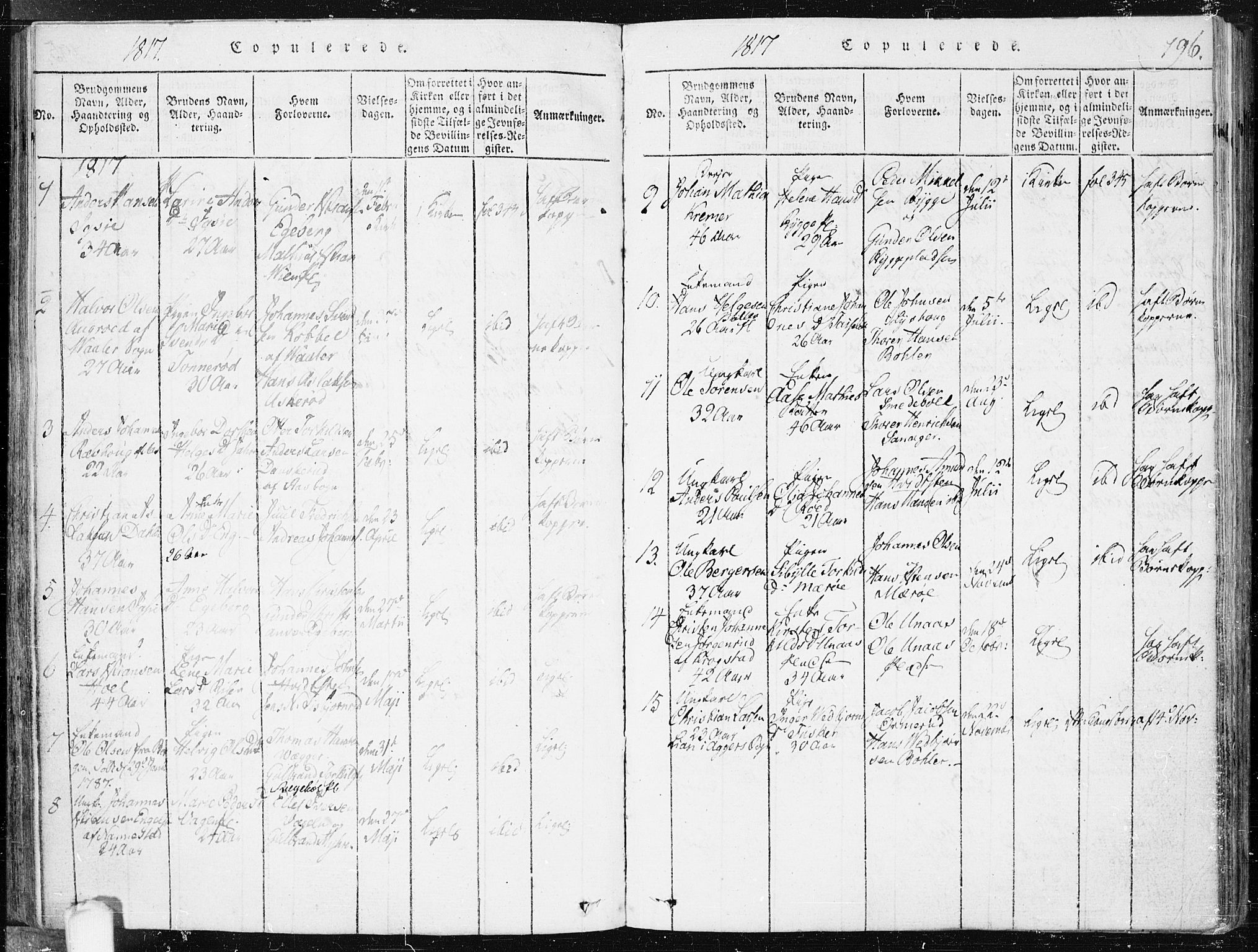 Hobøl prestekontor Kirkebøker, SAO/A-2002/F/Fa/L0002: Parish register (official) no. I 2, 1814-1841, p. 196