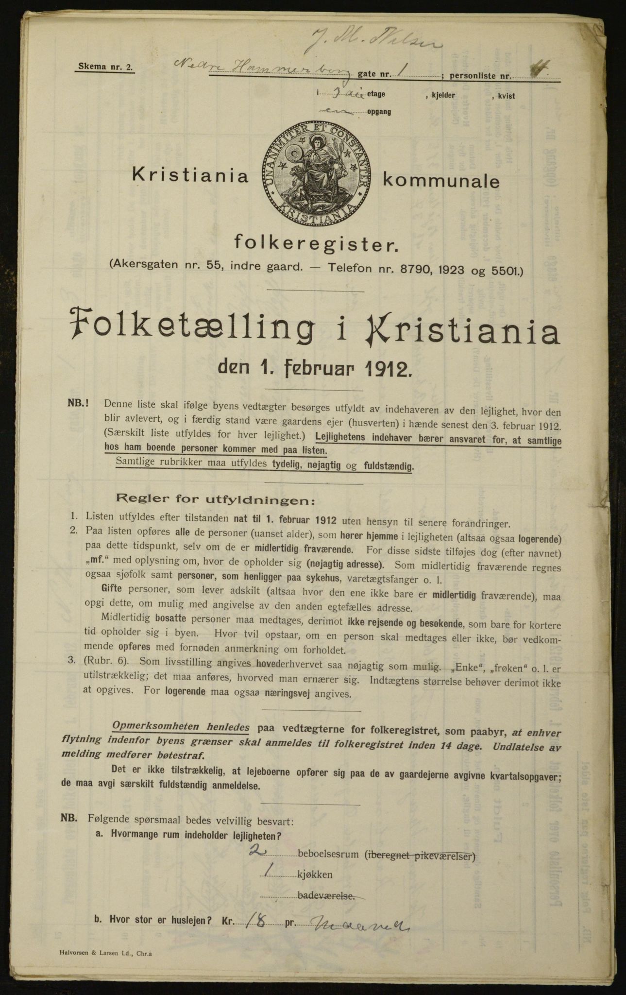 OBA, Municipal Census 1912 for Kristiania, 1912, p. 69754