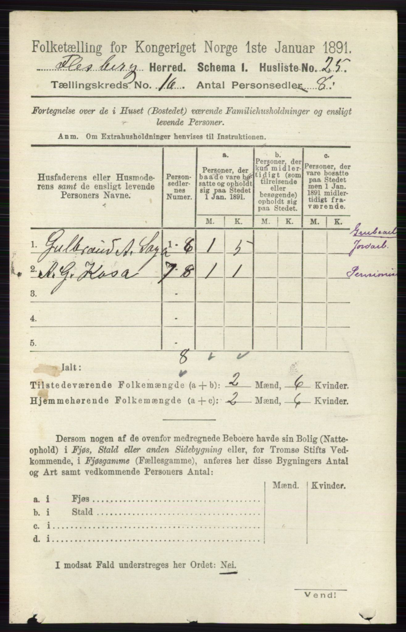 RA, 1891 census for 0631 Flesberg, 1891, p. 2849