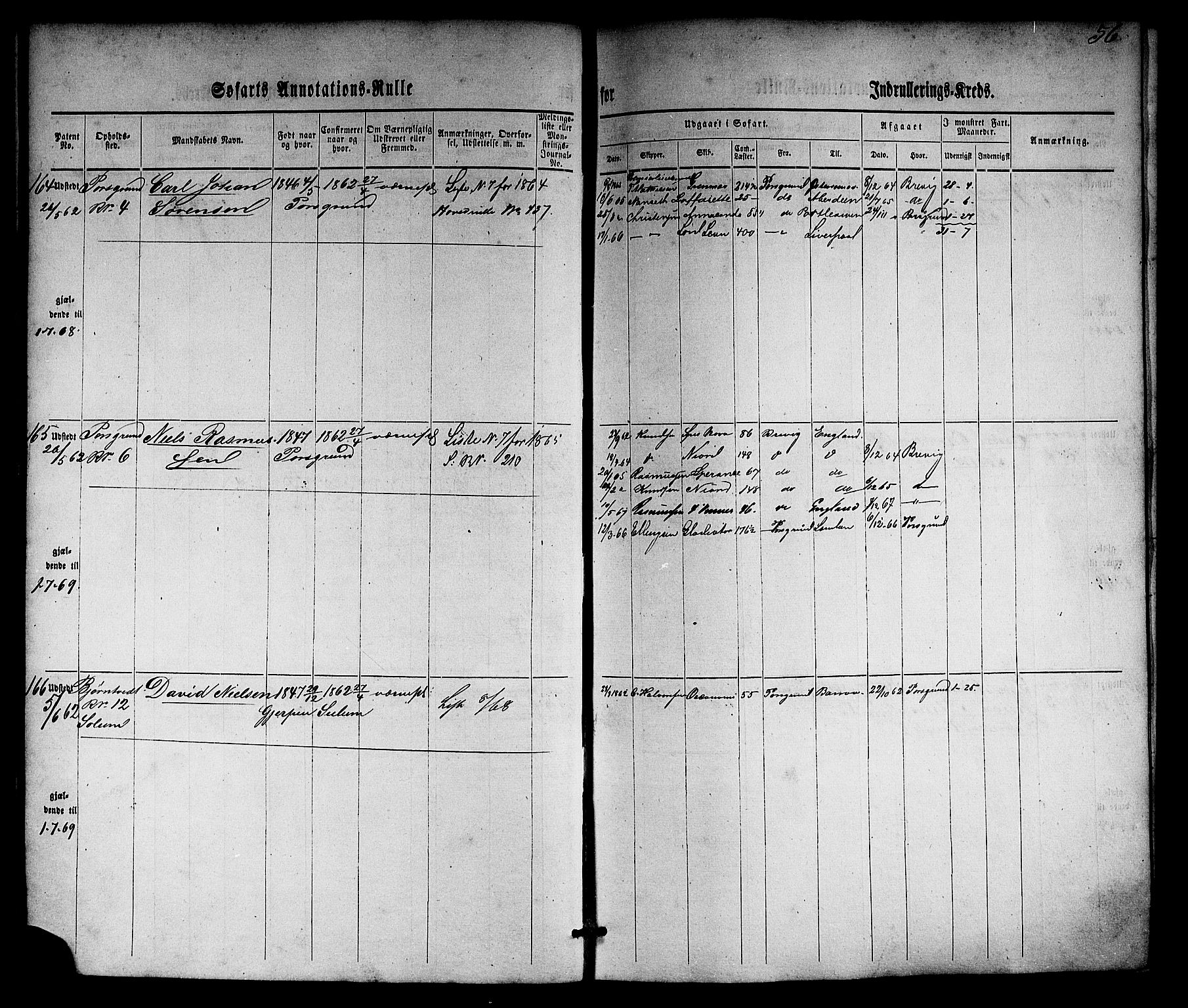 Porsgrunn innrulleringskontor, AV/SAKO-A-829/F/Fb/L0003: Annotasjonsrulle, 1860-1870, p. 84
