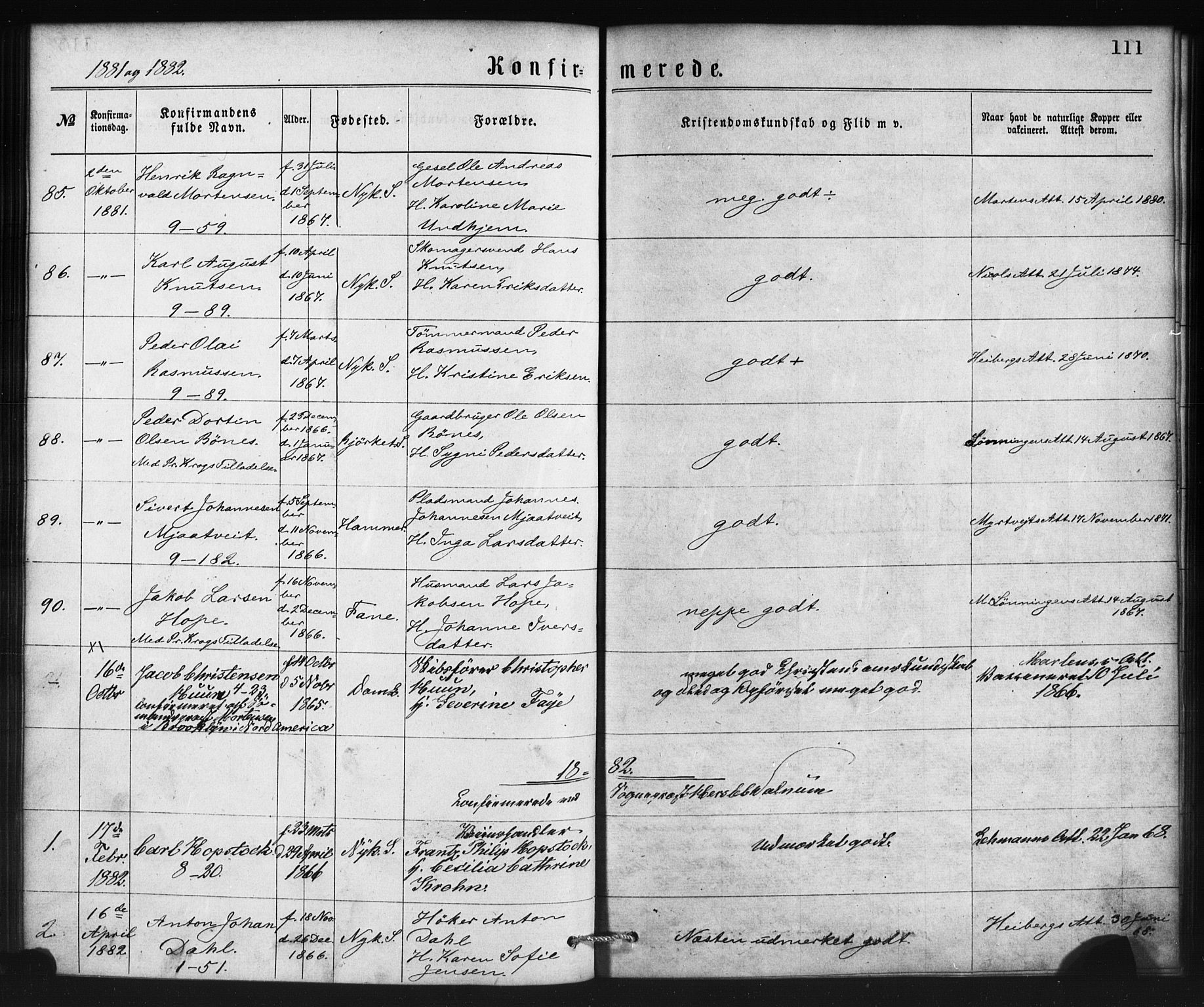 Nykirken Sokneprestembete, SAB/A-77101/H/Haa/L0025: Parish register (official) no. C 4, 1870-1886, p. 111