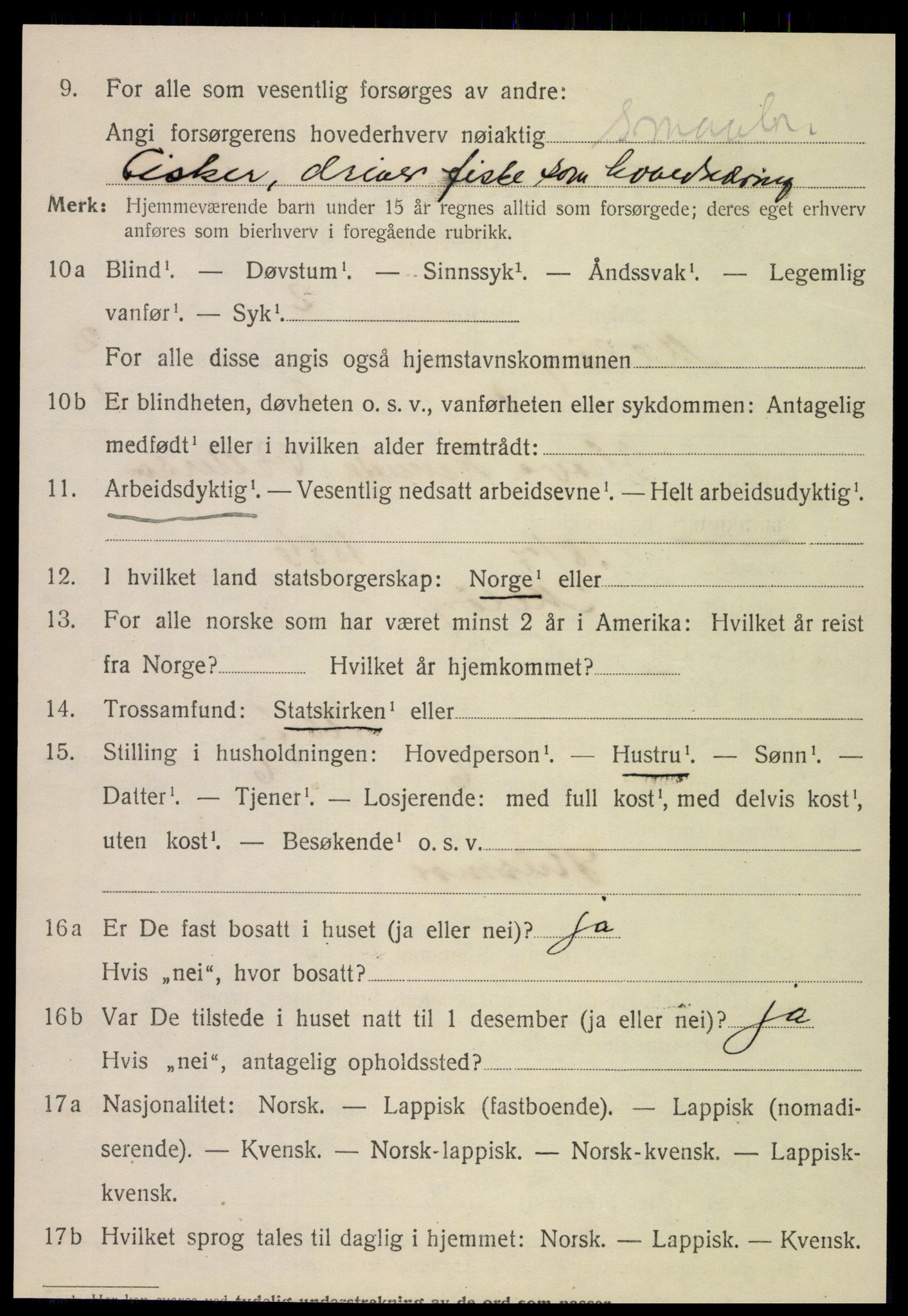 SAT, 1920 census for Meløy, 1920, p. 2130