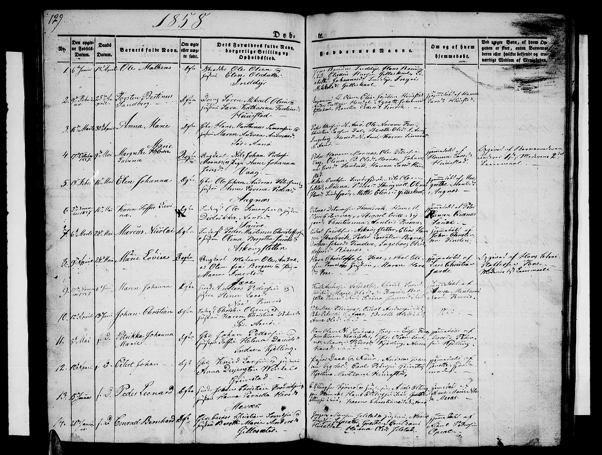 Ministerialprotokoller, klokkerbøker og fødselsregistre - Nordland, SAT/A-1459/805/L0106: Parish register (copy) no. 805C02, 1841-1861, p. 129
