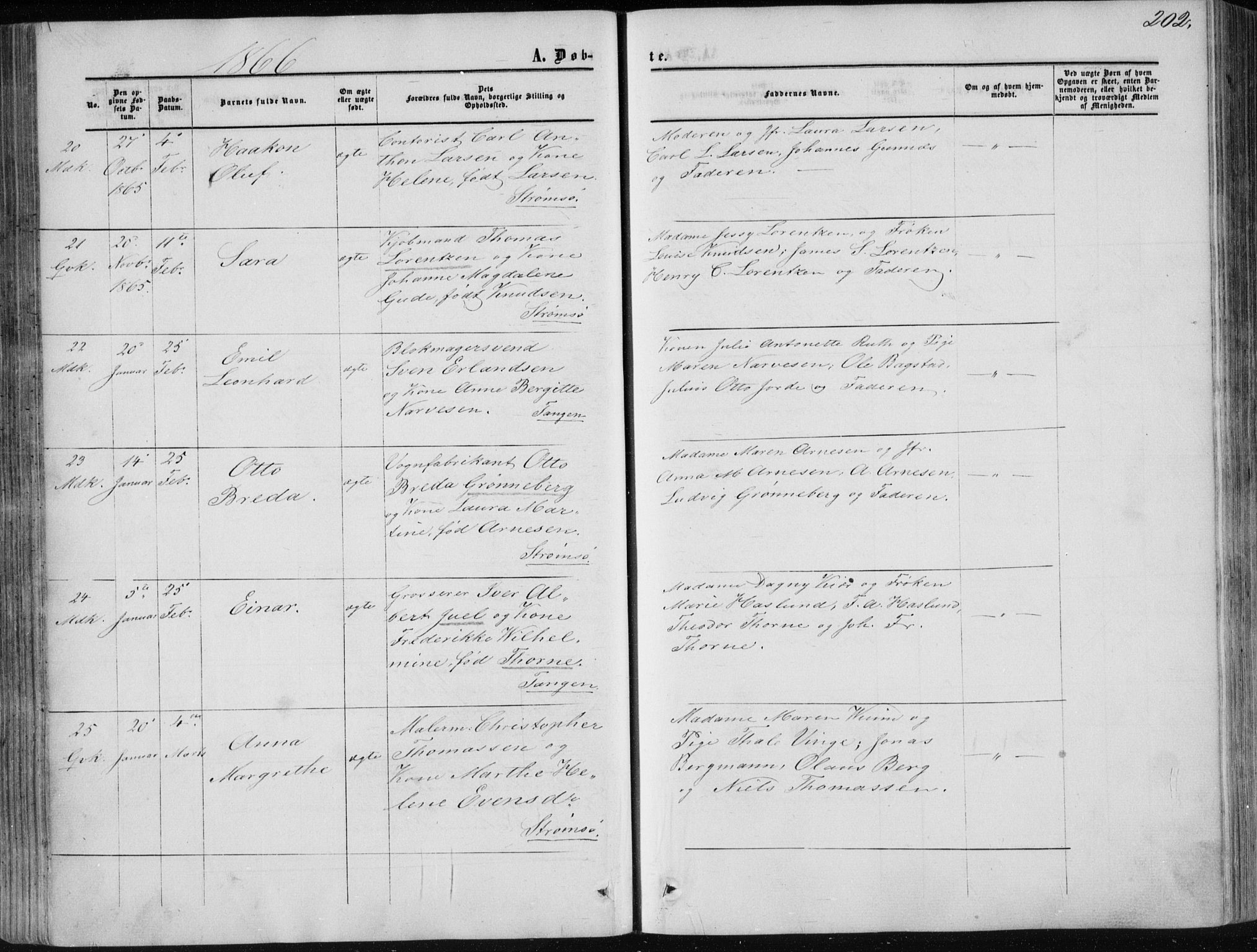 Strømsø kirkebøker, SAKO/A-246/F/Fa/L0015: Parish register (official) no. I 15, 1859-1868, p. 202