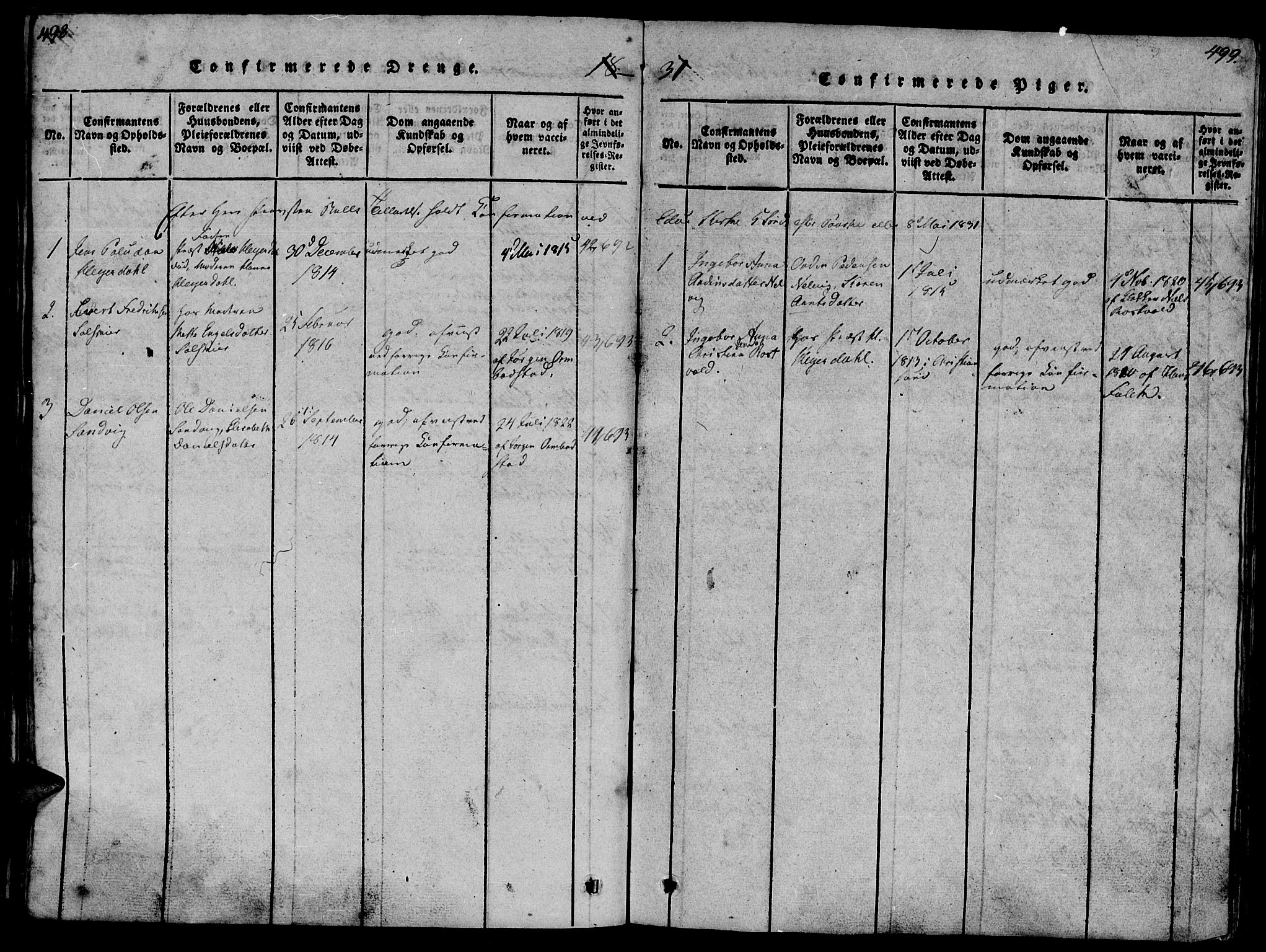 Ministerialprotokoller, klokkerbøker og fødselsregistre - Møre og Romsdal, SAT/A-1454/581/L0933: Parish register (official) no. 581A03 /1, 1819-1836, p. 498-499