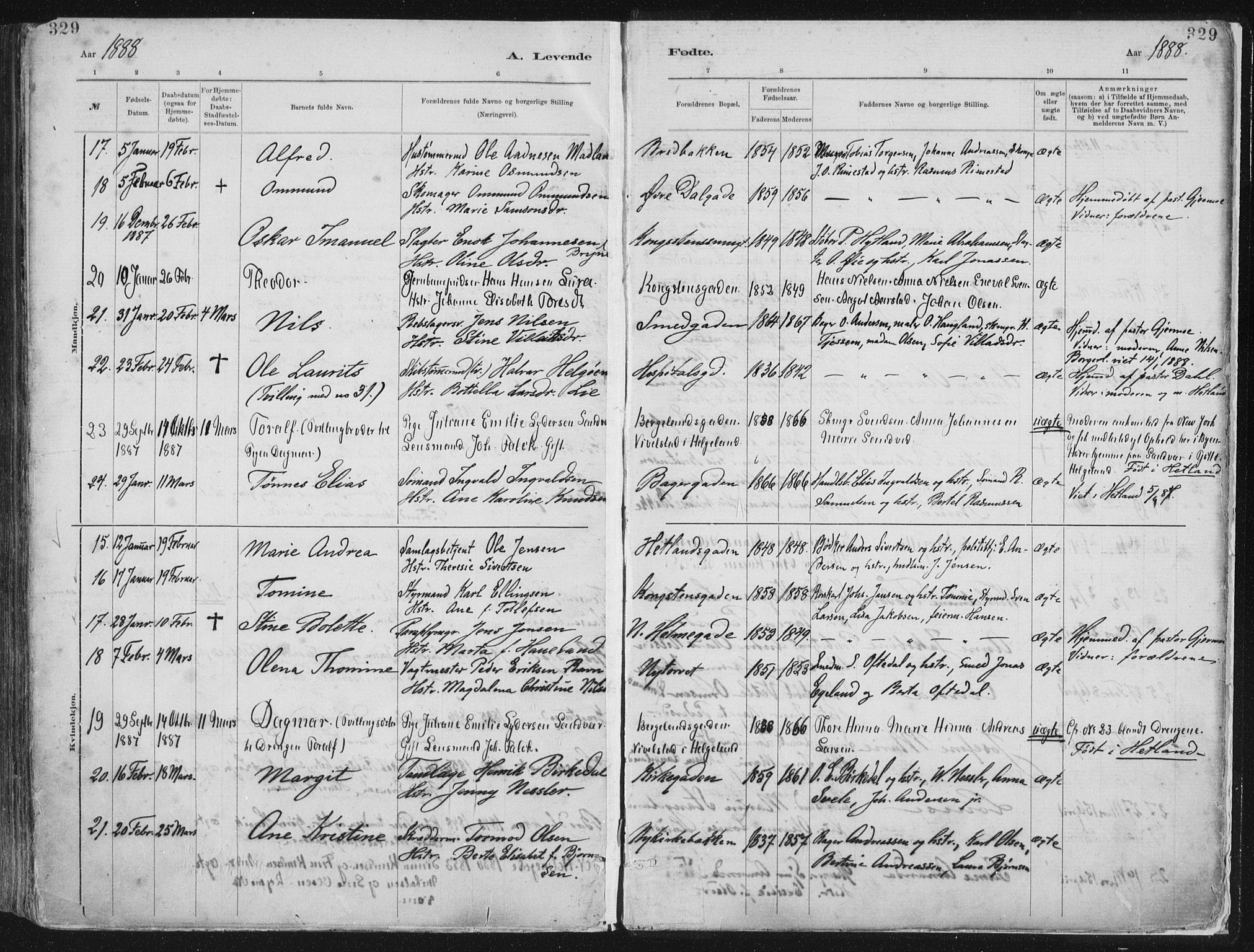 St. Petri sokneprestkontor, SAST/A-101813/001/30/30BA/L0015: Parish register (official) no. A 15, 1879-1888, p. 329