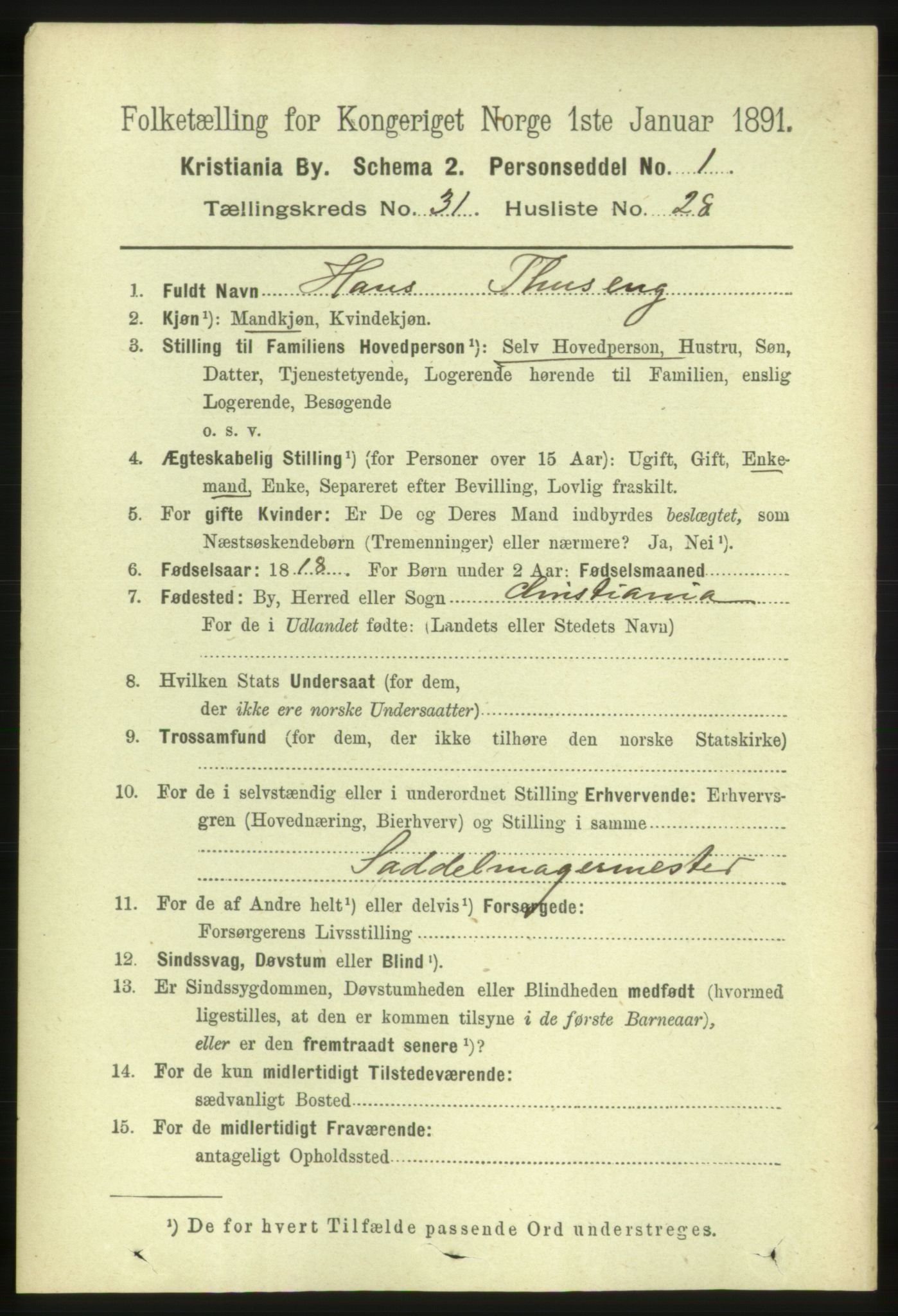 RA, 1891 census for 0301 Kristiania, 1891, p. 16764