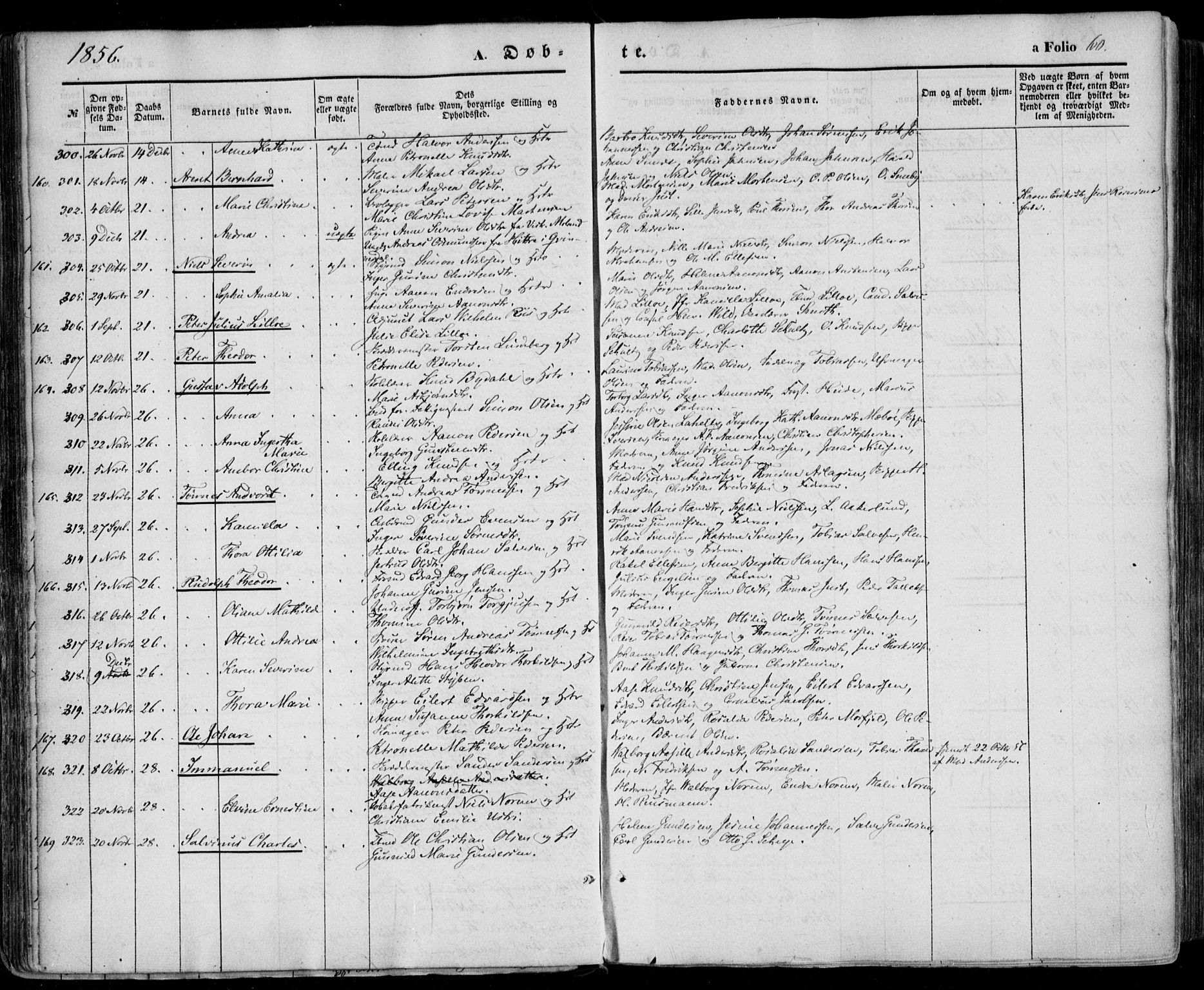 Kristiansand domprosti, SAK/1112-0006/F/Fa/L0014: Parish register (official) no. A 14, 1852-1867, p. 60