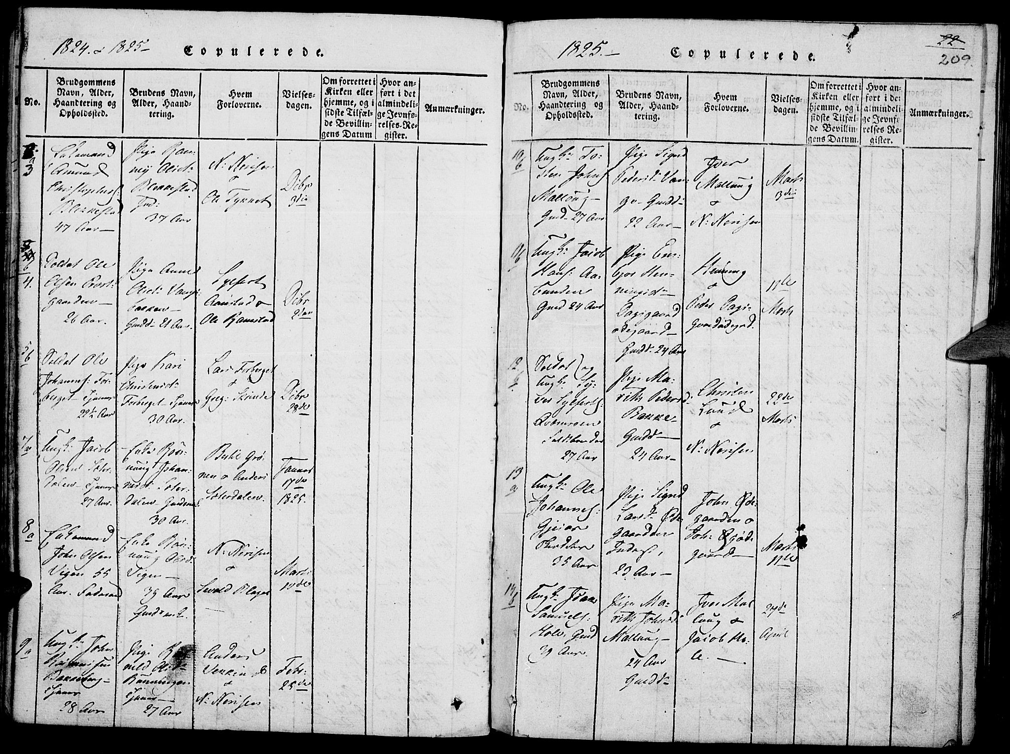 Lom prestekontor, SAH/PREST-070/K/L0004: Parish register (official) no. 4, 1815-1825, p. 209