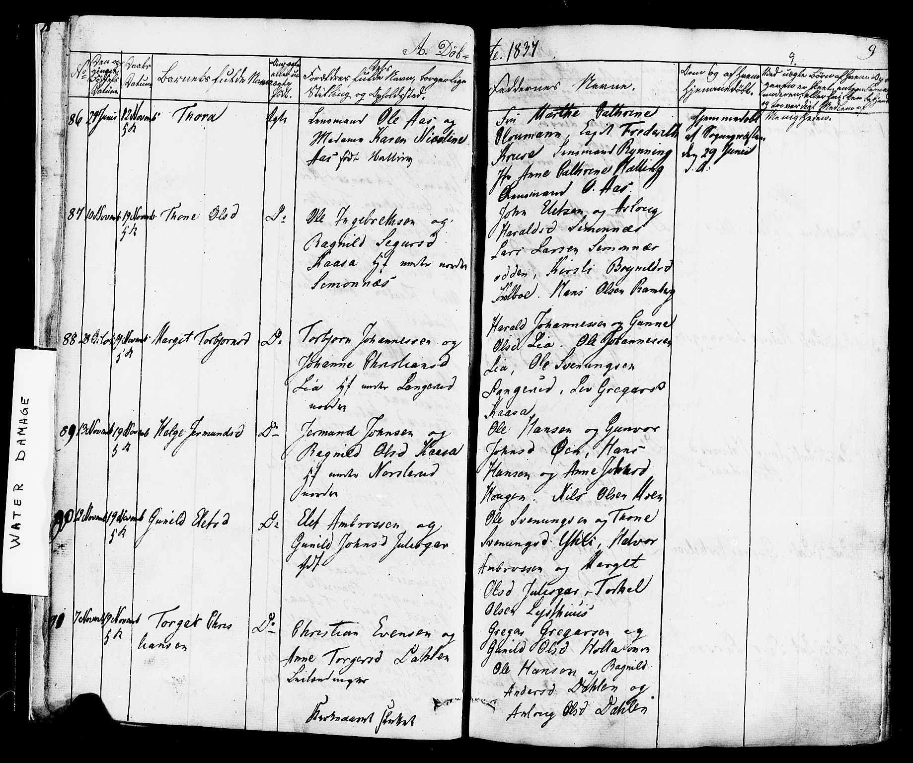 Heddal kirkebøker, AV/SAKO-A-268/F/Fa/L0006: Parish register (official) no. I 6, 1837-1854, p. 9