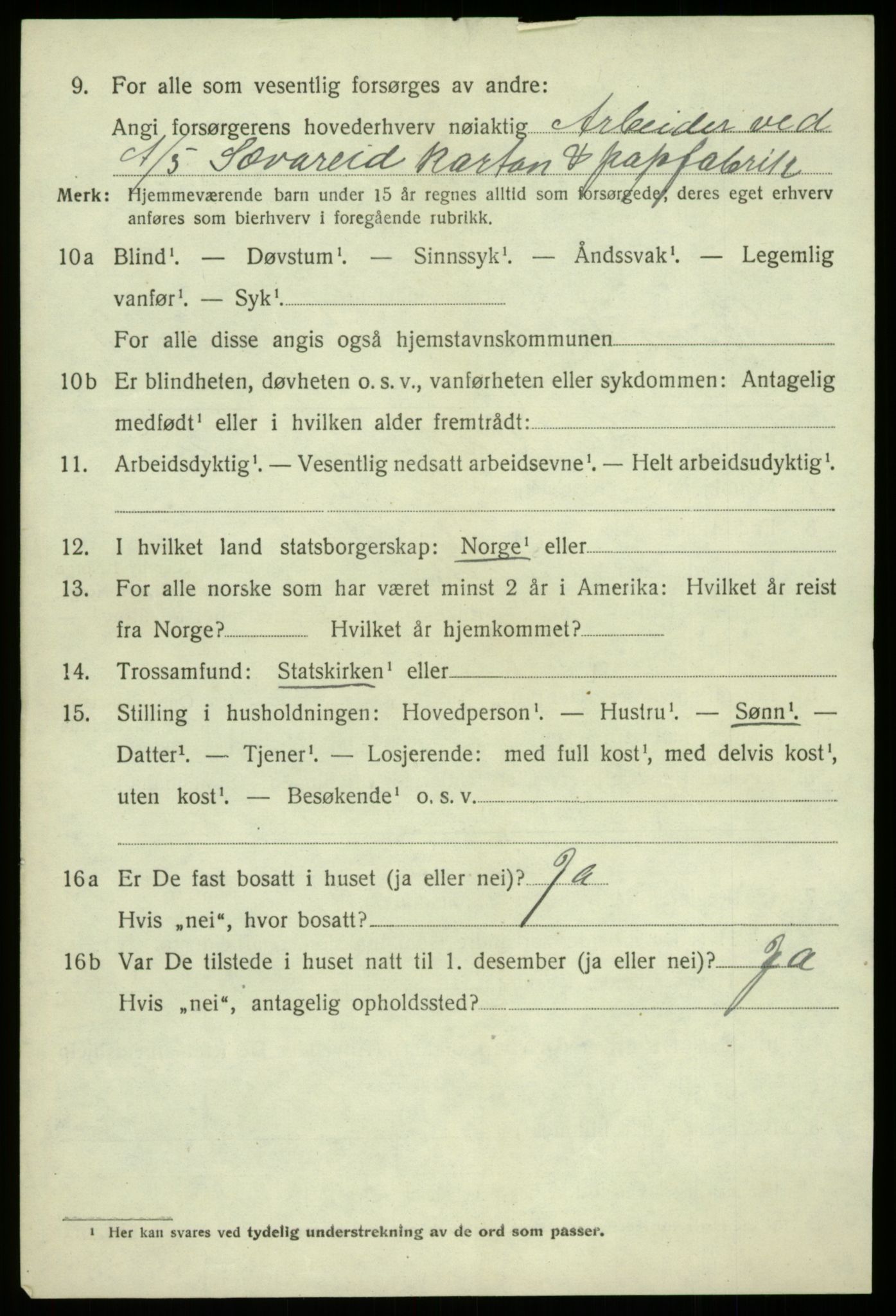 SAB, 1920 census for Strandvik, 1920, p. 3147