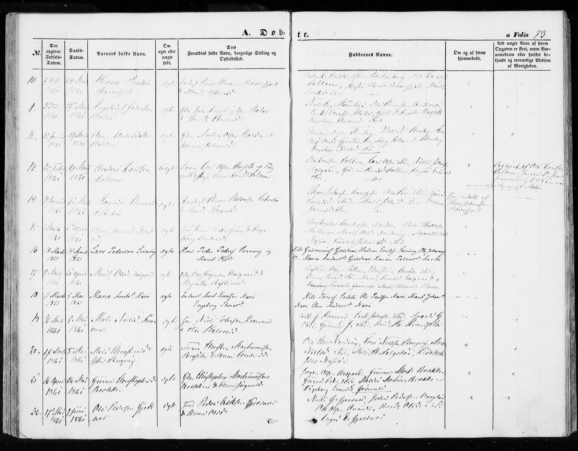Ministerialprotokoller, klokkerbøker og fødselsregistre - Møre og Romsdal, SAT/A-1454/592/L1026: Parish register (official) no. 592A04, 1849-1867, p. 73
