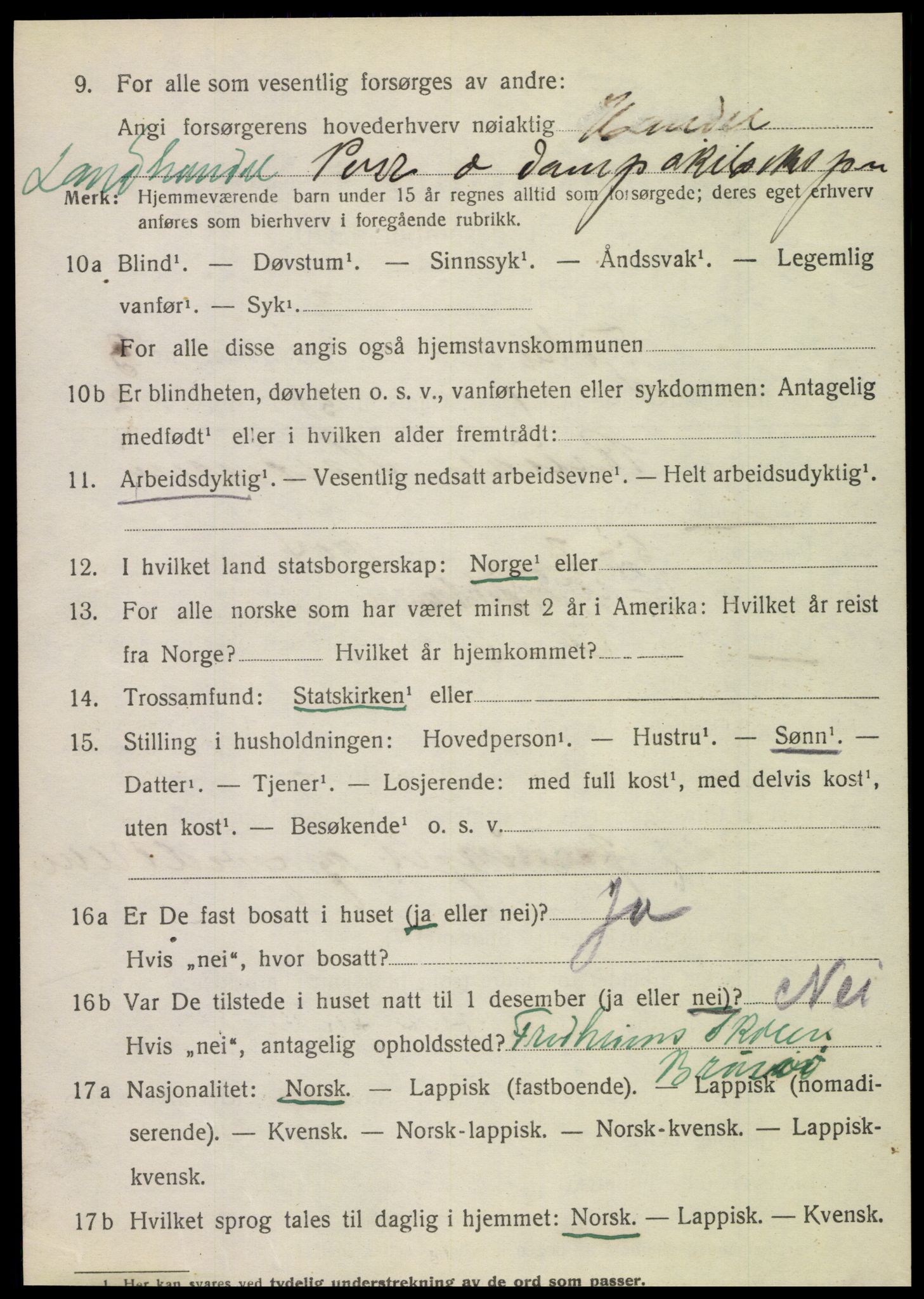 SAT, 1920 census for Tjøtta, 1920, p. 1428