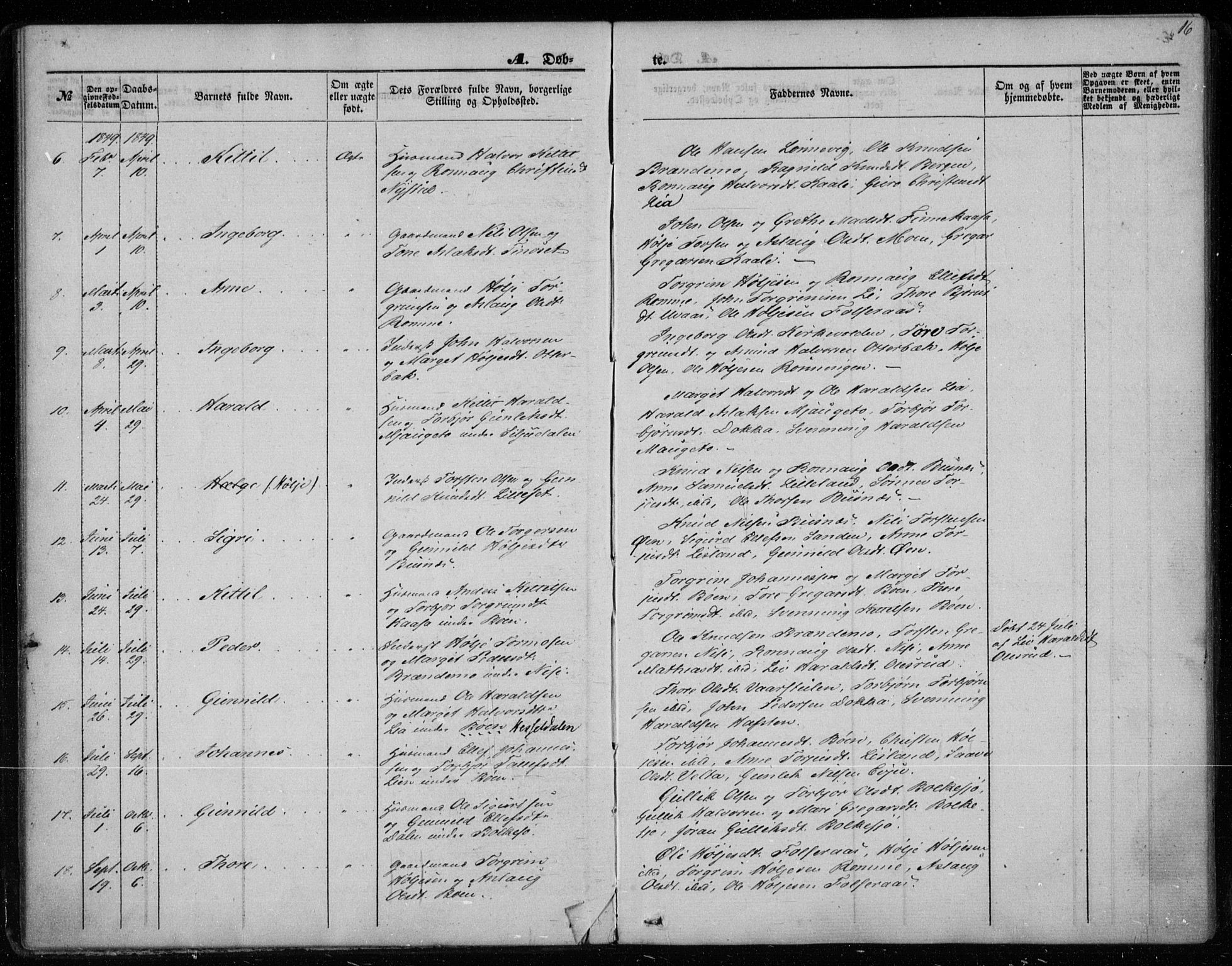 Gransherad kirkebøker, SAKO/A-267/F/Fa/L0002: Parish register (official) no. I 2, 1844-1859, p. 16