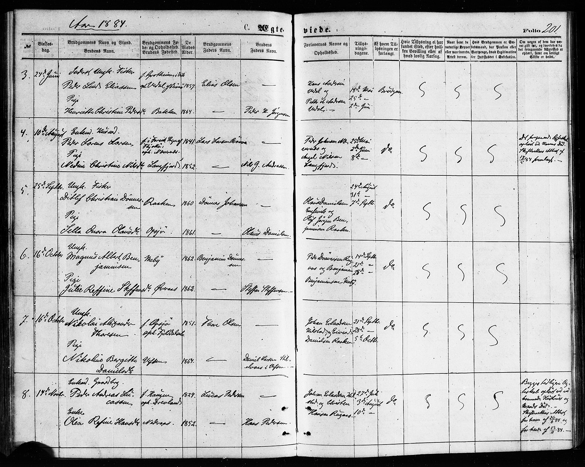 Ministerialprotokoller, klokkerbøker og fødselsregistre - Nordland, AV/SAT-A-1459/814/L0225: Parish register (official) no. 814A06, 1875-1885, p. 201