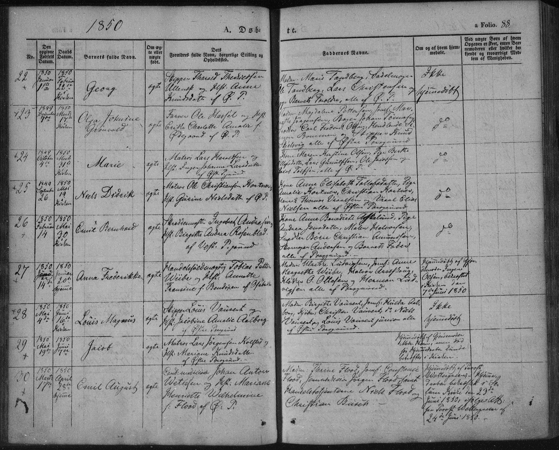 Porsgrunn kirkebøker , SAKO/A-104/F/Fa/L0006: Parish register (official) no. 6, 1841-1857, p. 88