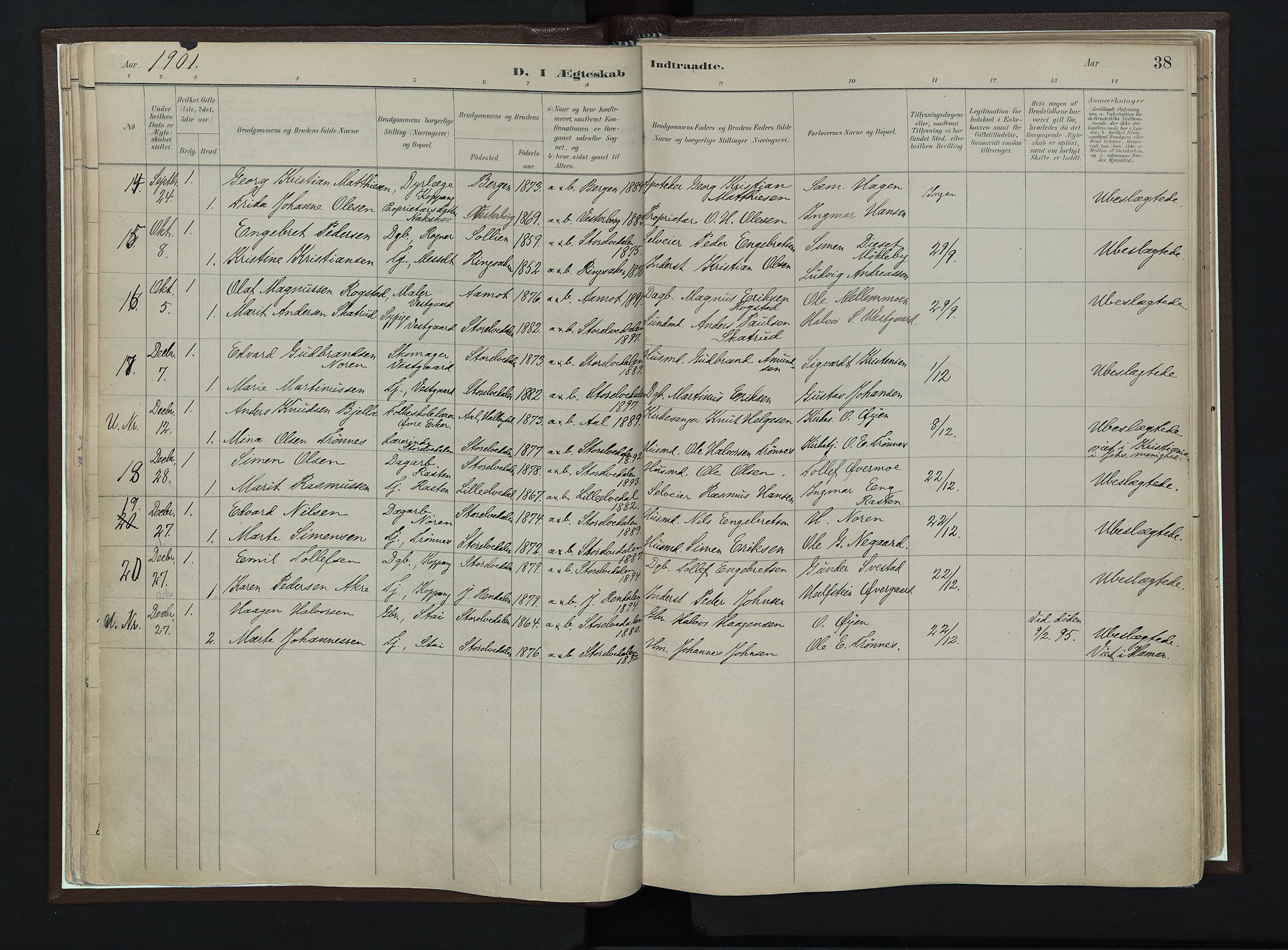 Stor-Elvdal prestekontor, SAH/PREST-052/H/Ha/Haa/L0003: Parish register (official) no. 3, 1882-1901, p. 38
