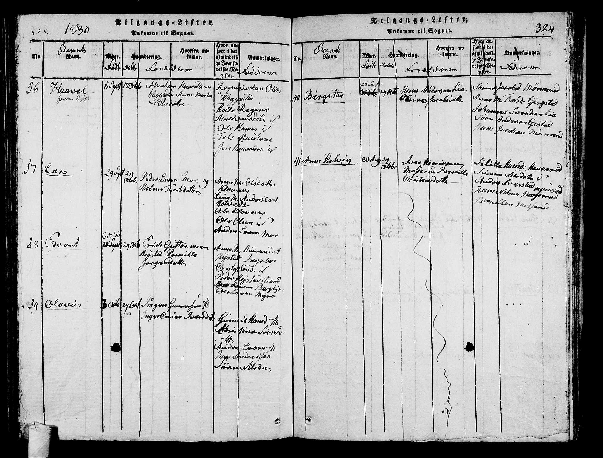 Sandar kirkebøker, AV/SAKO-A-243/G/Ga/L0001: Parish register (copy) no. 1, 1814-1835, p. 324