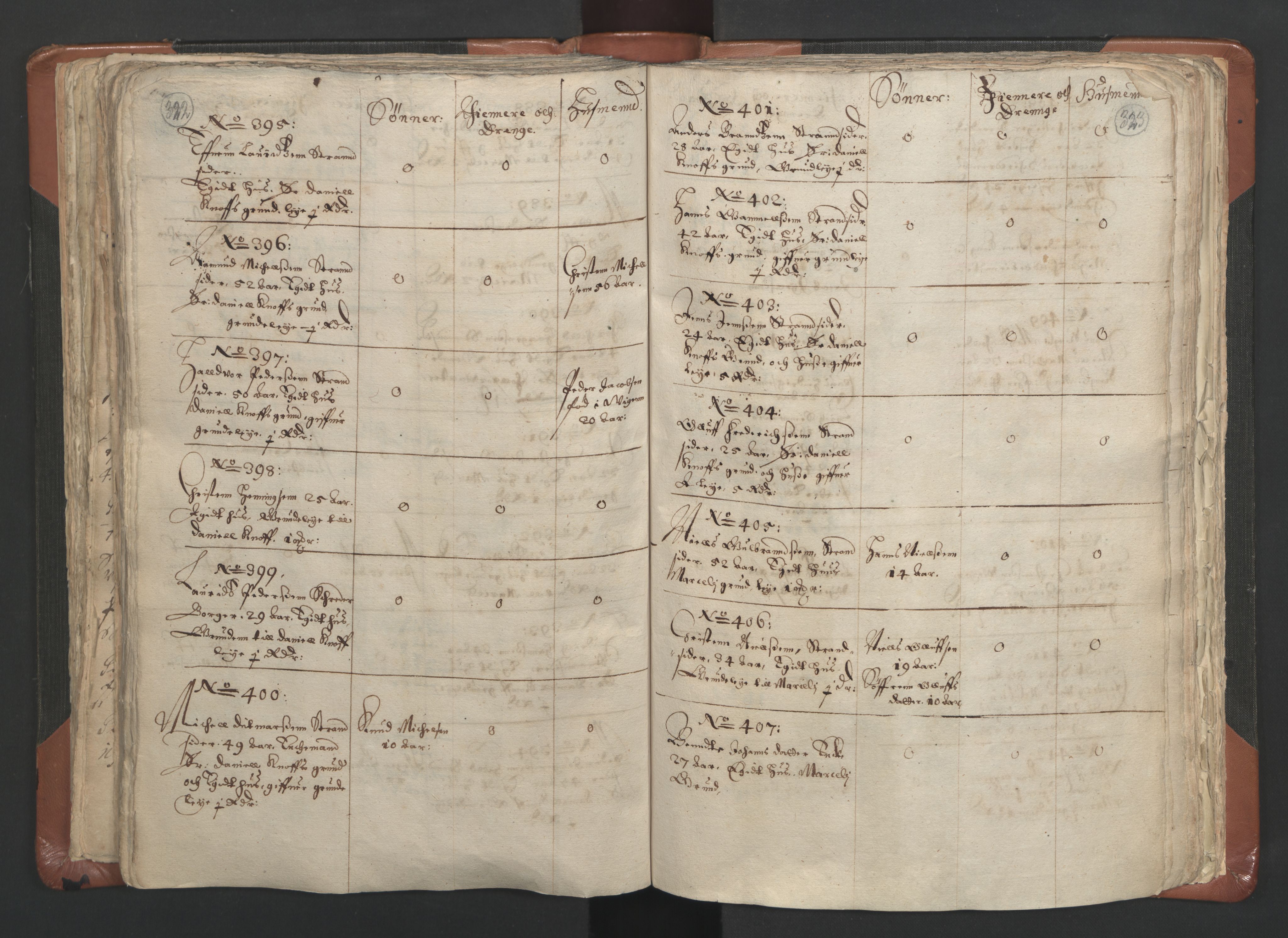 RA, Vicar's Census 1664-1666, no. 9: Bragernes deanery, 1664-1666, p. 322-323
