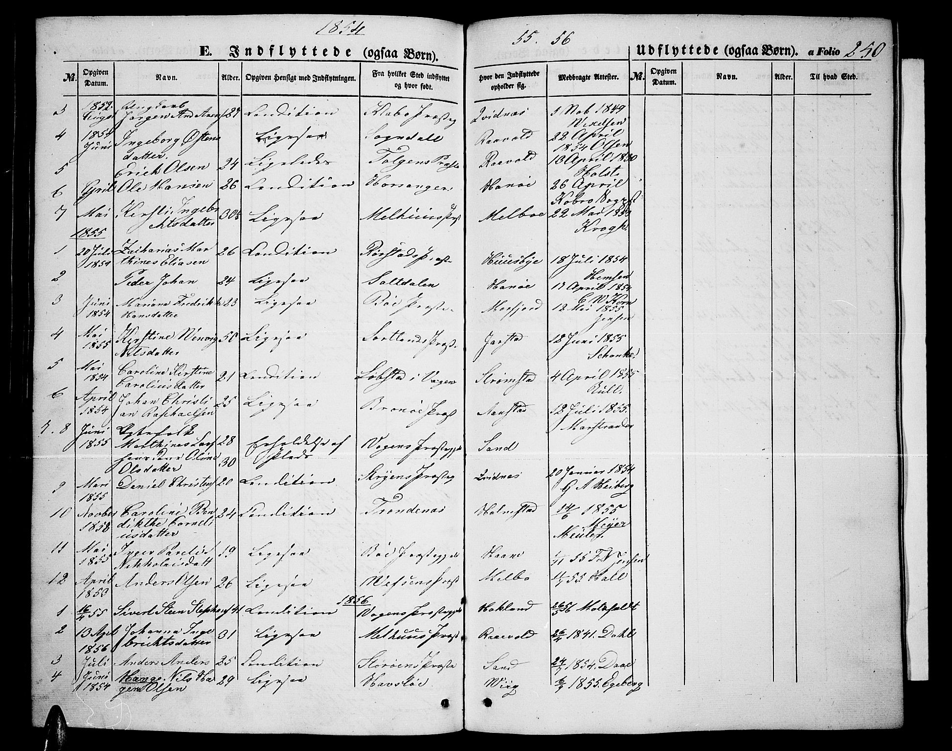 Ministerialprotokoller, klokkerbøker og fødselsregistre - Nordland, AV/SAT-A-1459/888/L1265: Parish register (copy) no. 888C03, 1850-1863, p. 250