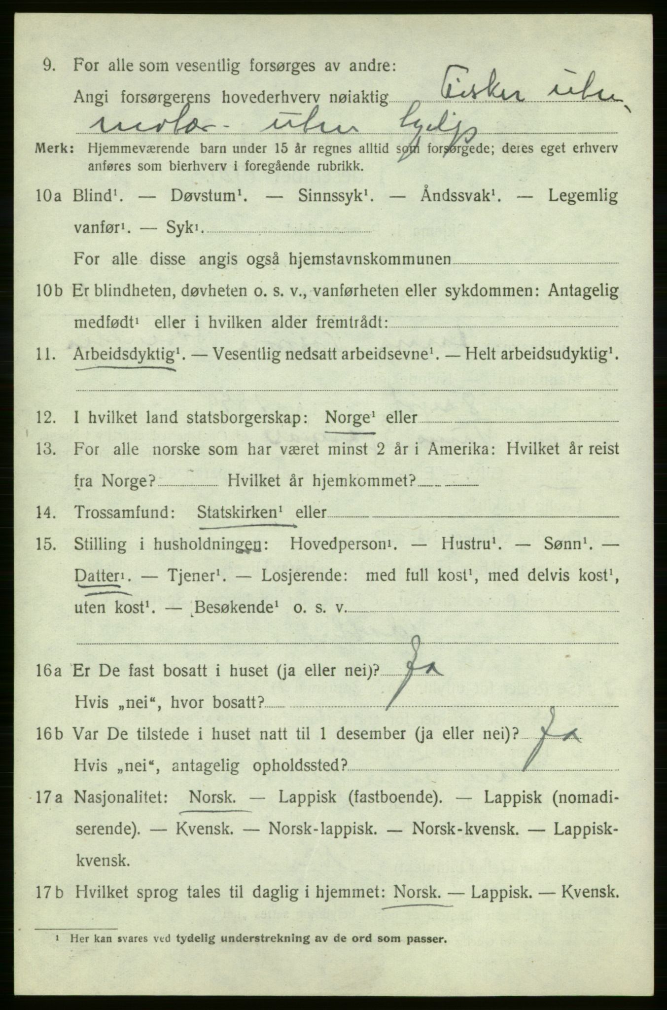 SATØ, 1920 census for Kjelvik, 1920, p. 2198