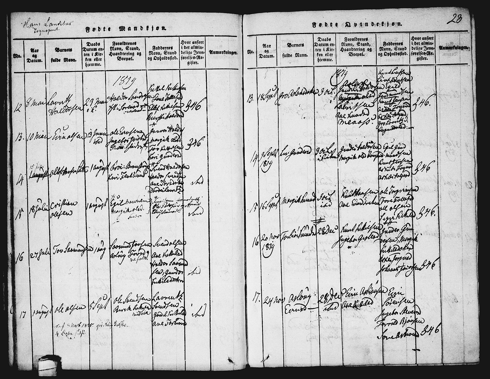 Seljord kirkebøker, SAKO/A-20/F/Fa/L0010: Parish register (official) no. I 10, 1815-1831, p. 23
