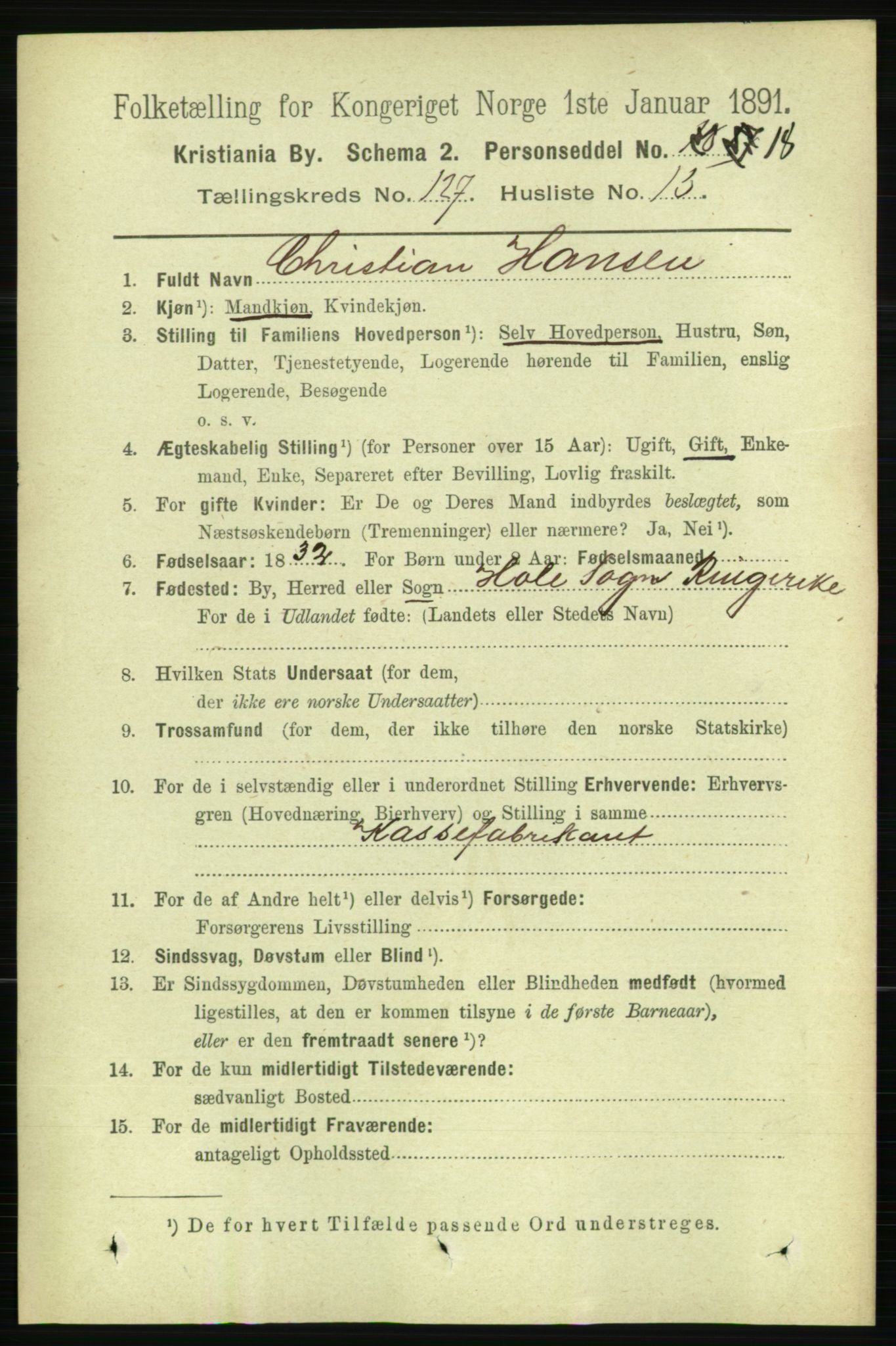 RA, 1891 census for 0301 Kristiania, 1891, p. 68332