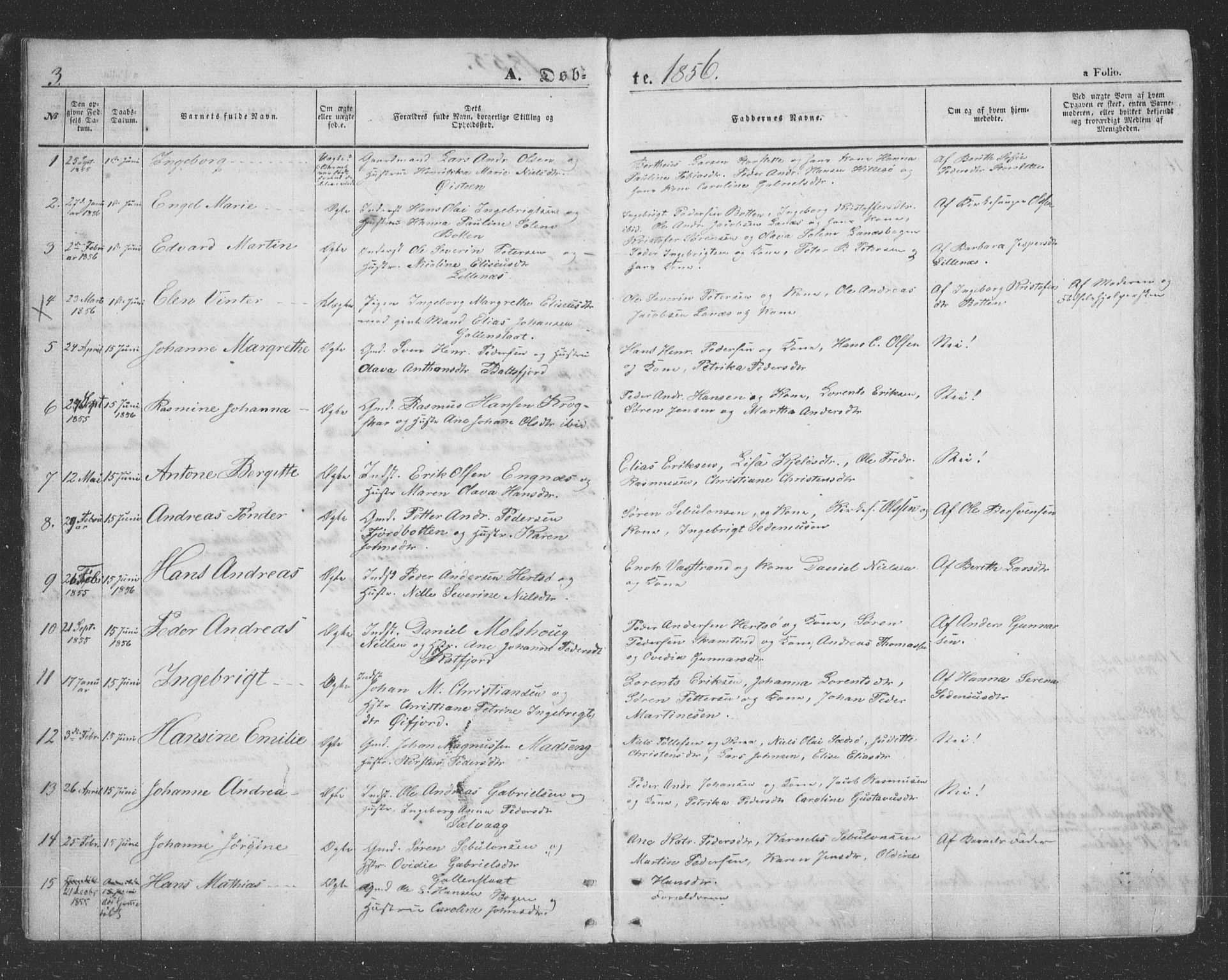 Lenvik sokneprestembete, SATØ/S-1310/H/Ha/Hab/L0020klokker: Parish register (copy) no. 20, 1855-1883, p. 3