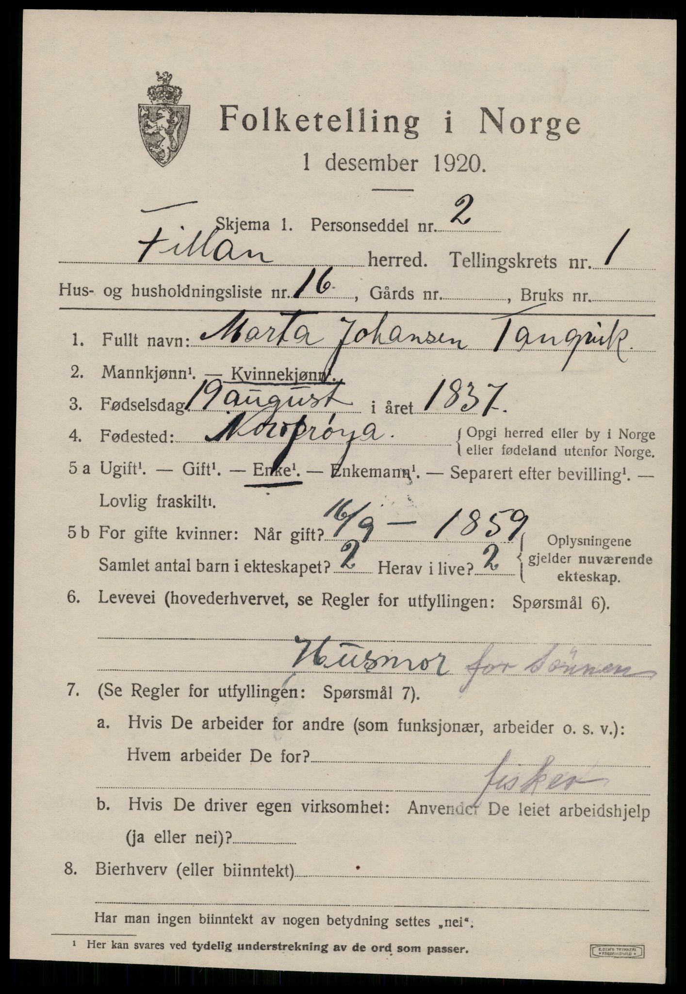 SAT, 1920 census for Fillan, 1920, p. 762