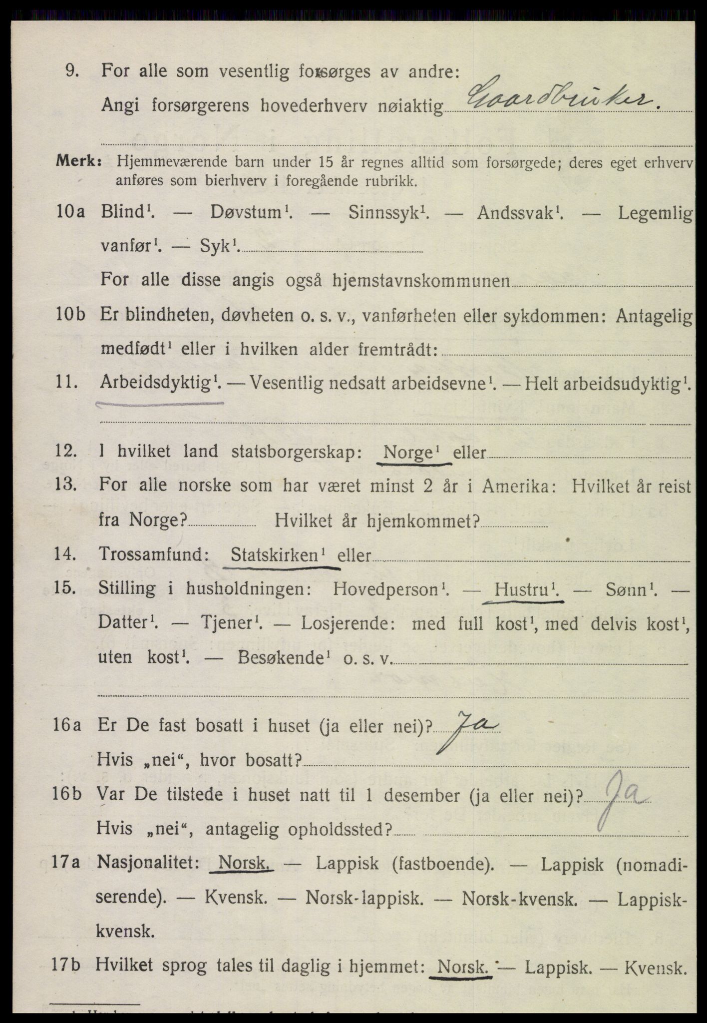 SAT, 1920 census for Snåsa, 1920, p. 4333