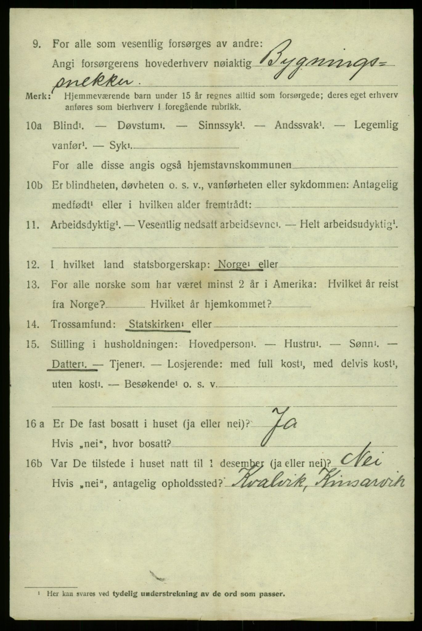 SAB, 1920 census for Kinsarvik, 1920, p. 1789