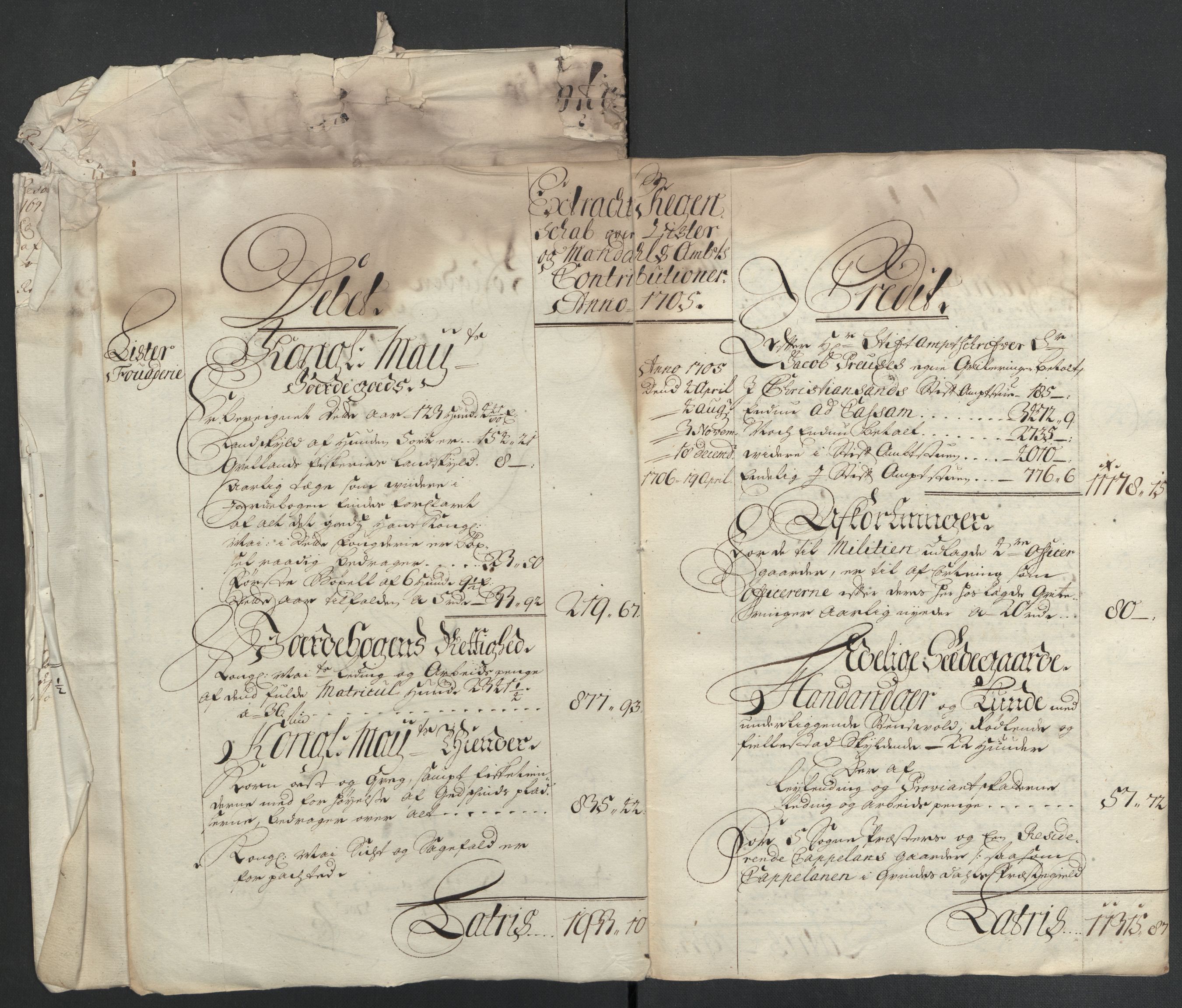 Rentekammeret inntil 1814, Reviderte regnskaper, Fogderegnskap, AV/RA-EA-4092/R43/L2551: Fogderegnskap Lista og Mandal, 1705-1709, p. 24