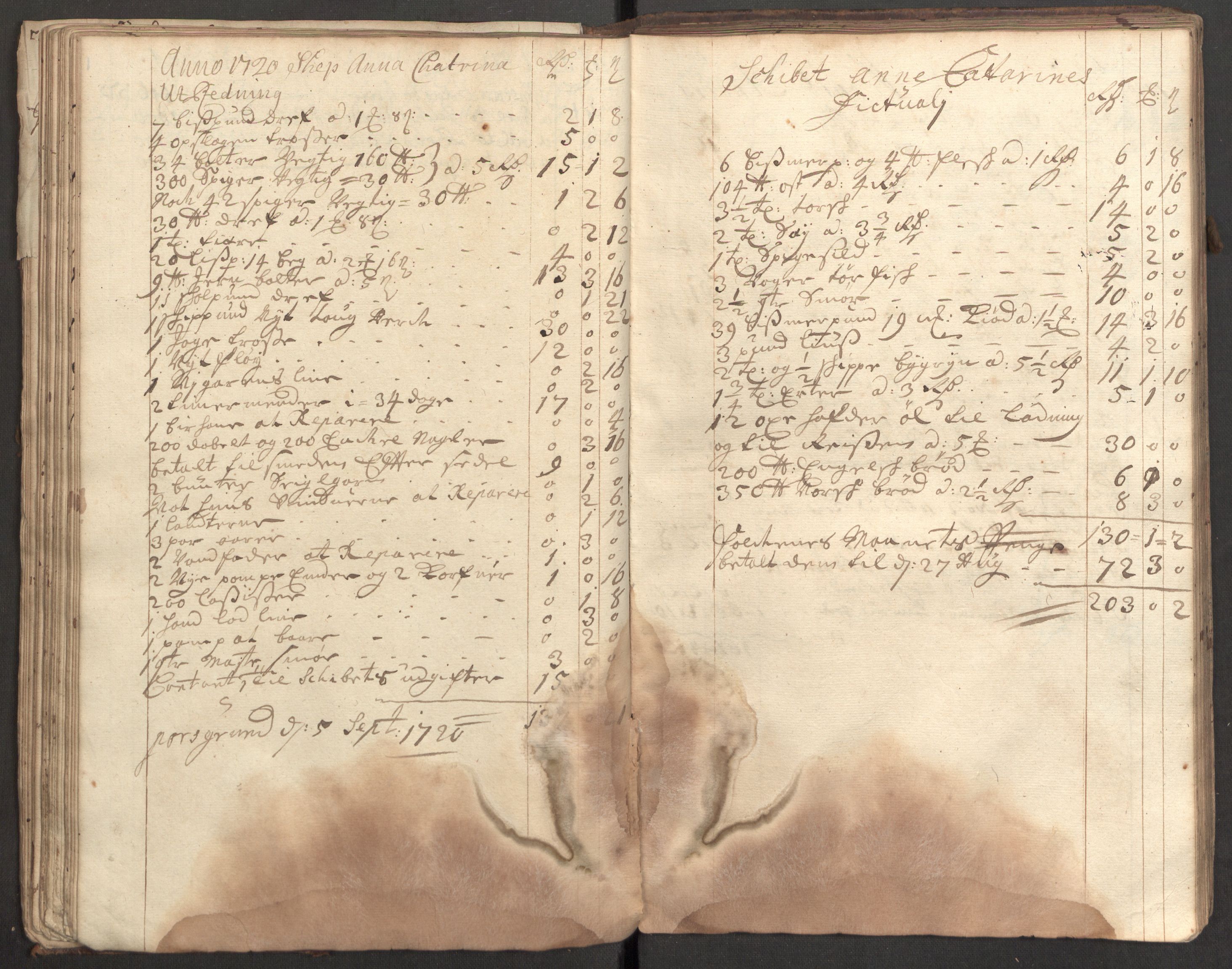 Bowman, James, RA/PA-0067/F/L0002/0001: Kontobok og skiftepapirer / James Bowmans kontobok, 1708-1728, p. 57
