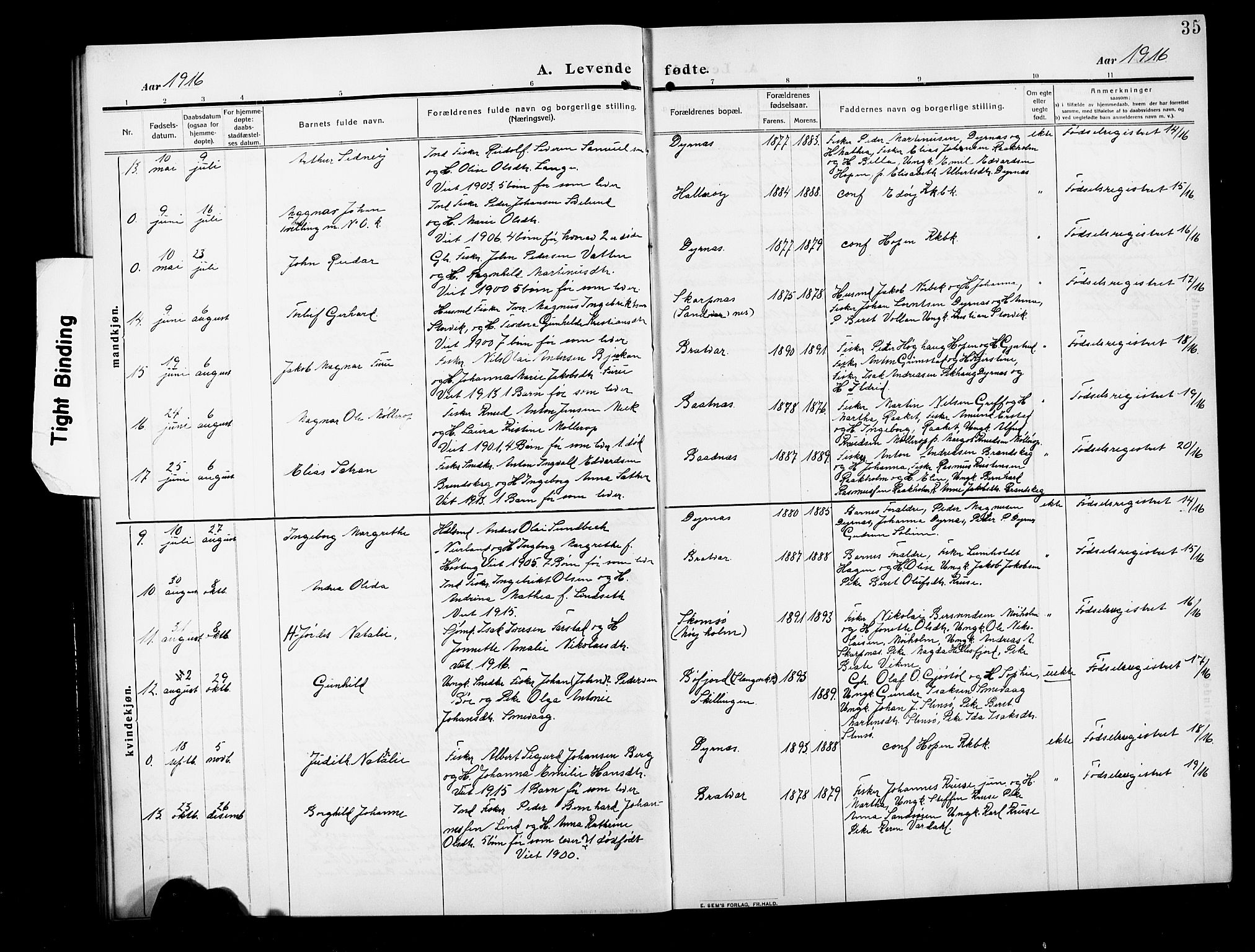 Ministerialprotokoller, klokkerbøker og fødselsregistre - Møre og Romsdal, AV/SAT-A-1454/582/L0949: Parish register (copy) no. 582C01, 1909-1925, p. 35