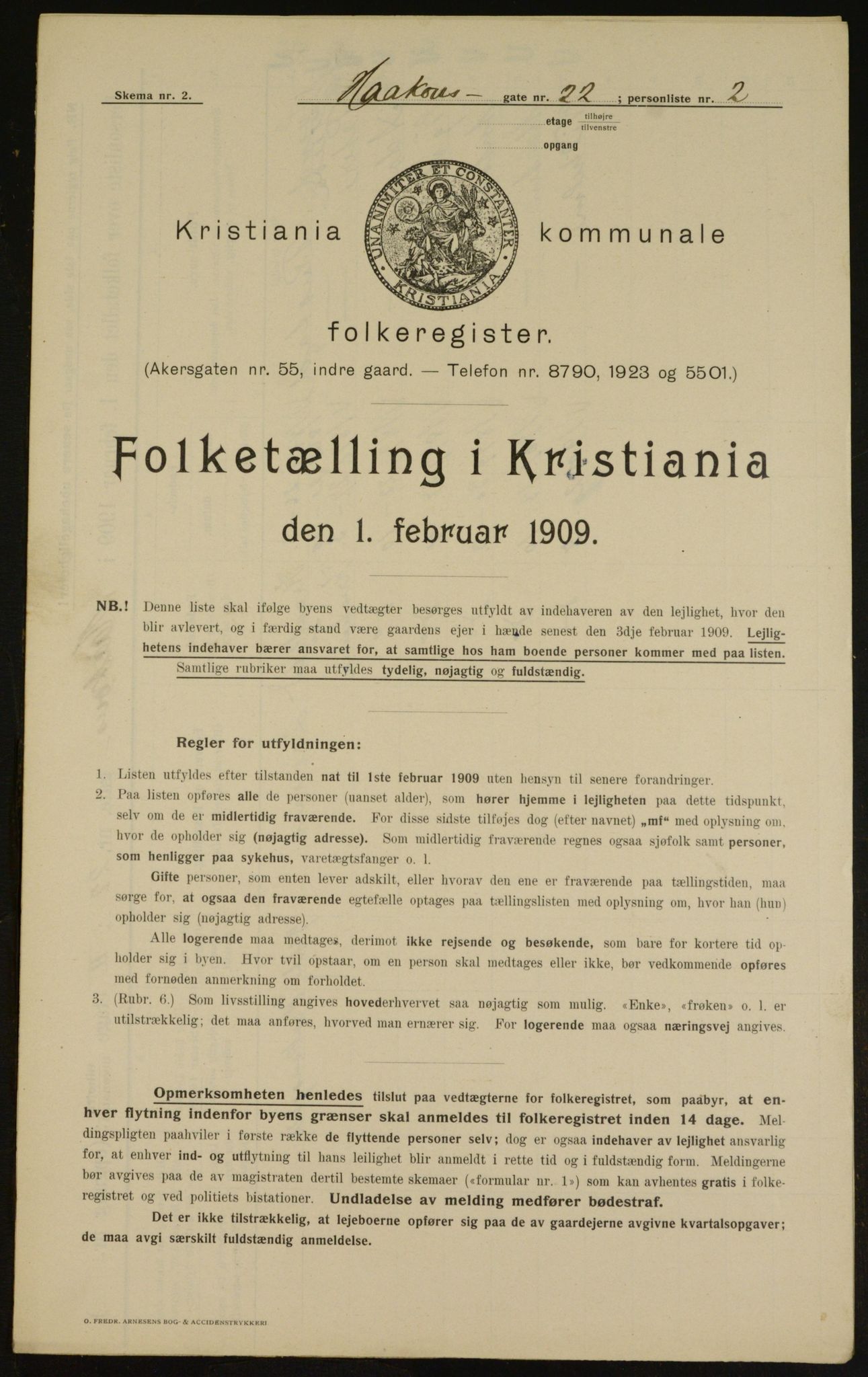 OBA, Municipal Census 1909 for Kristiania, 1909, p. 39169