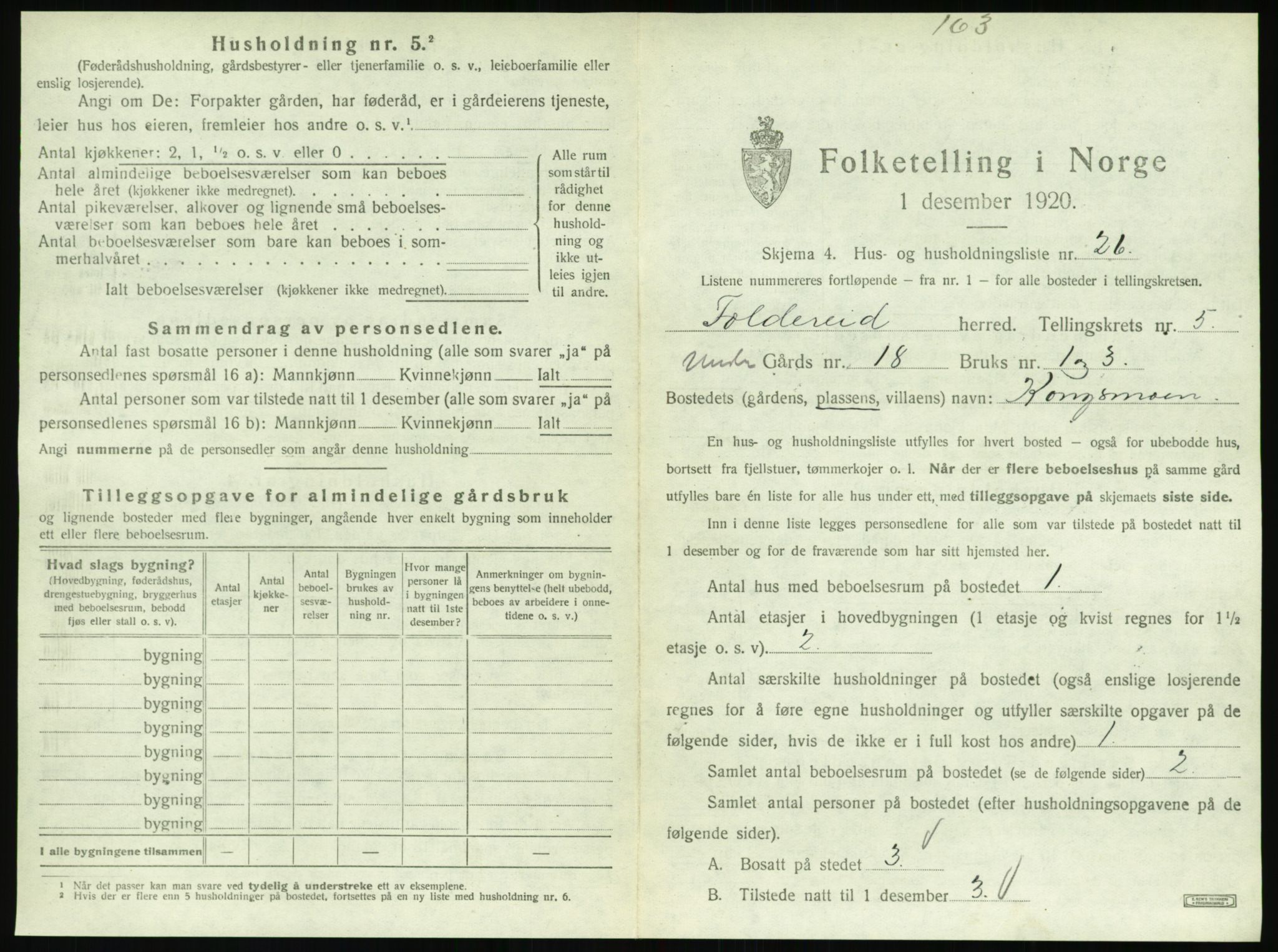 SAT, 1920 census for Foldereid, 1920, p. 358