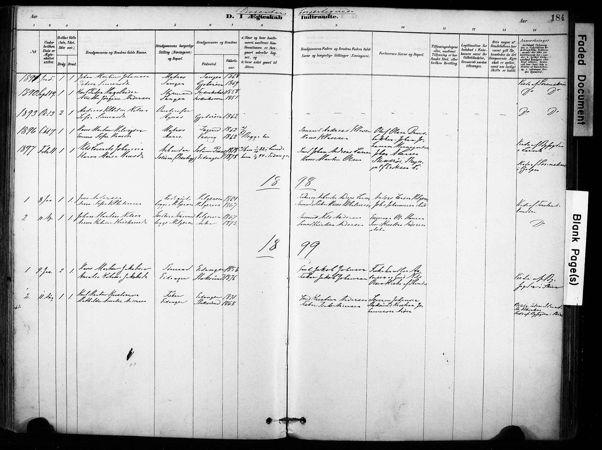 Brunlanes kirkebøker, AV/SAKO-A-342/F/Fb/L0001: Parish register (official) no. II 1, 1878-1899, p. 184