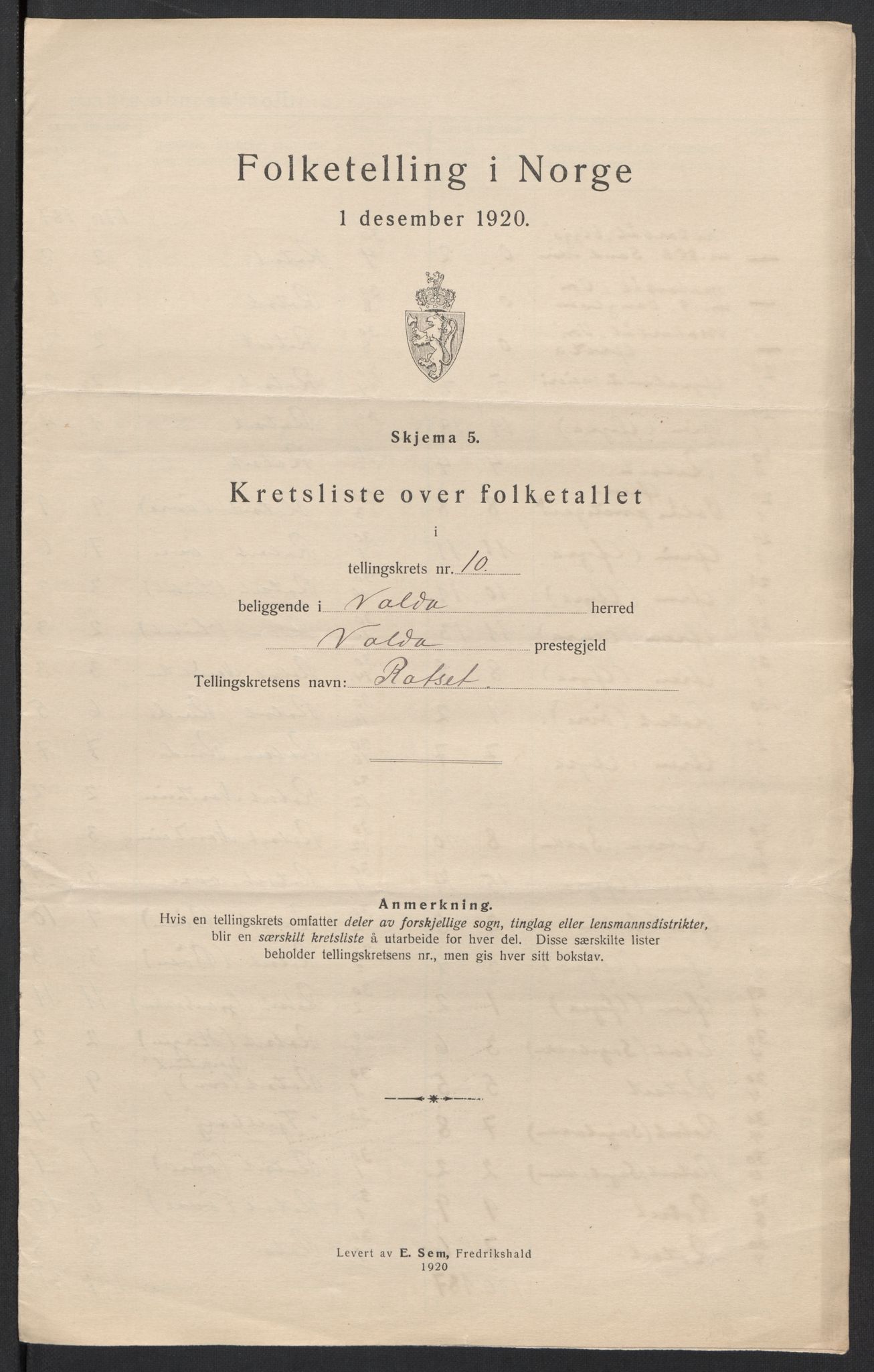 SAT, 1920 census for Volda, 1920, p. 33